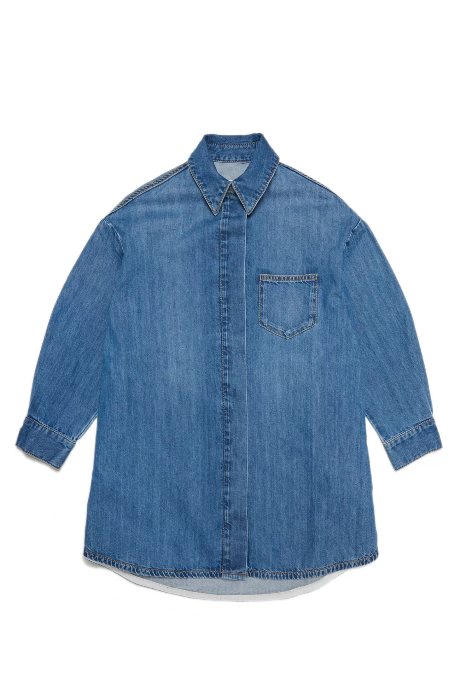 Vestiti<MM6 MAISON MARGIELA Abito Camicia In Denim Blu Leggero Blu Denim