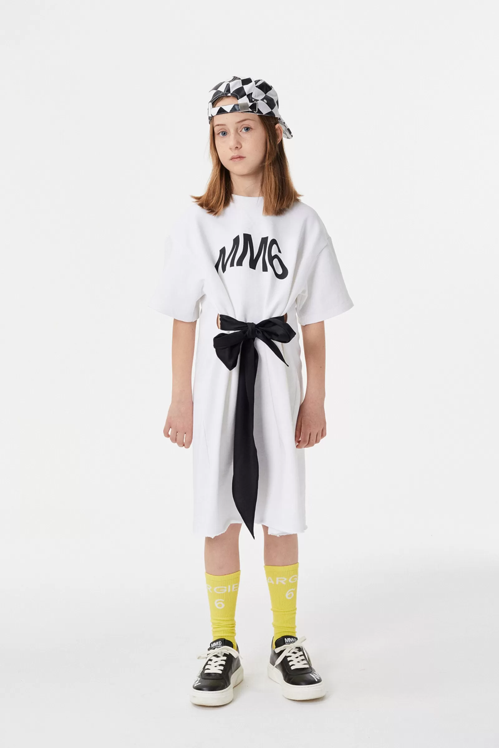 Vestiti<MM6 MAISON MARGIELA Abito E Nero In Cotone Con Logo Mm6 Bianco