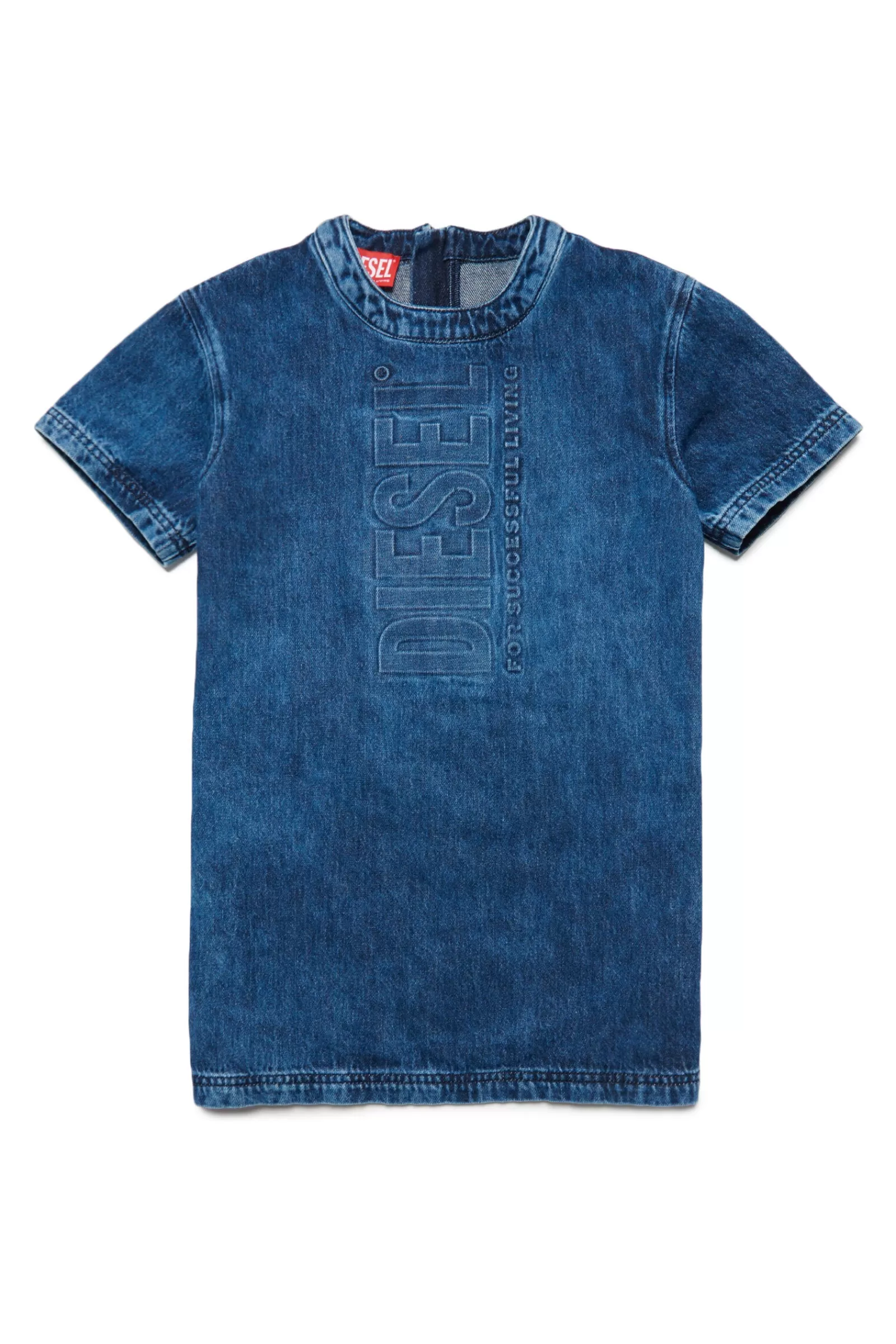 Vestiti<DIESEL Abito In Denim Con Logo Extra-Large In Rilievo Blu Denim