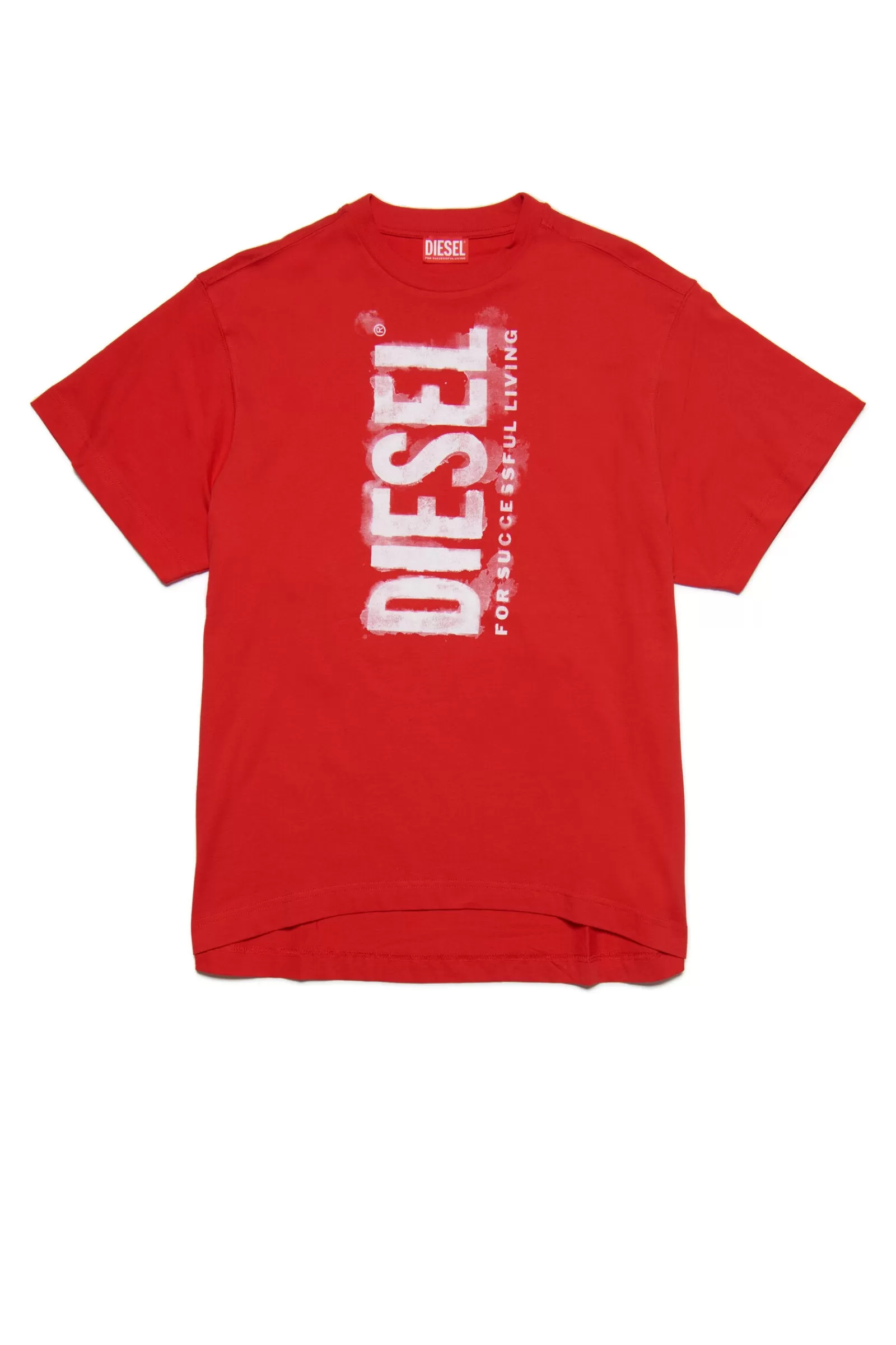 Vestiti<DIESEL Abito Maxi T-Shirt Rosso Con Logo Effetto Acquerello Rosso Garofano