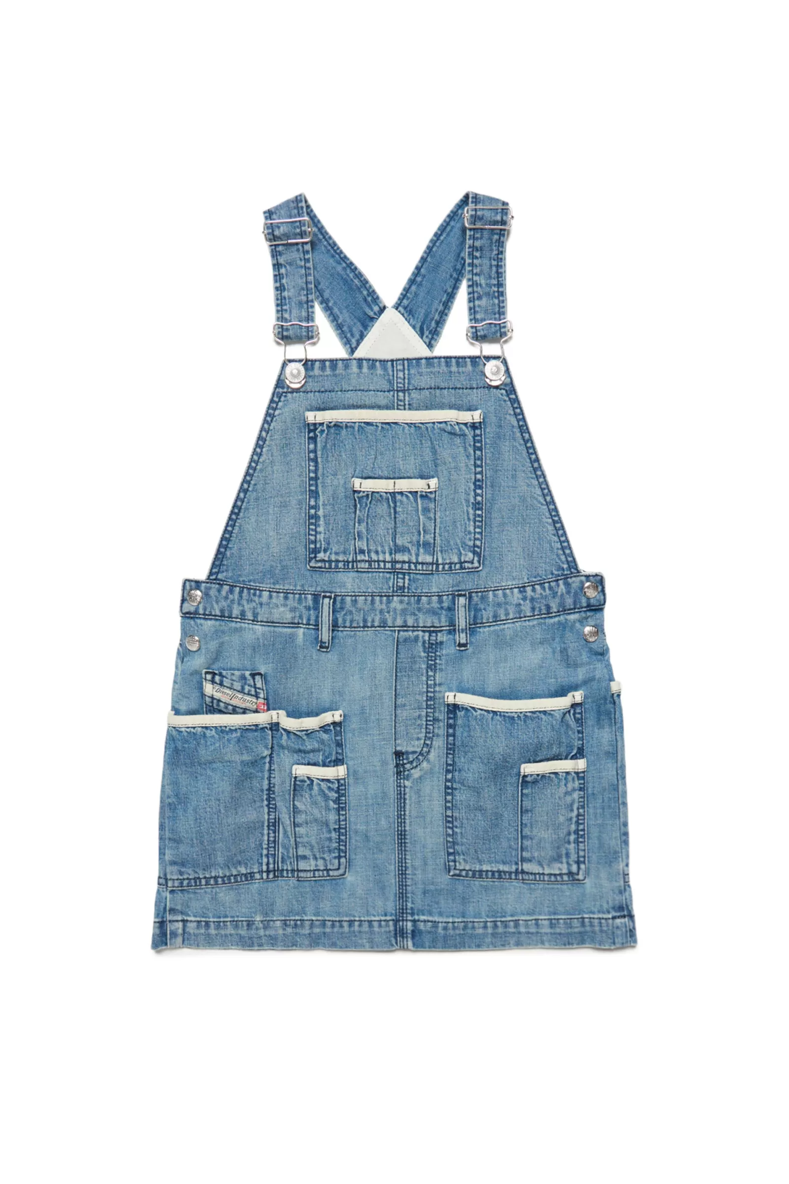 Vestiti<DIESEL Abito Salopette In Denim Multitasche Blu Denim