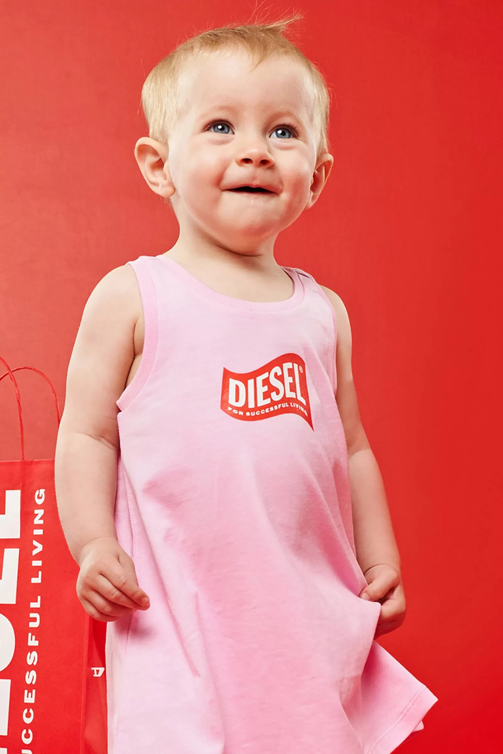 Vestiti<DIESEL Abito Smanicato Con Logo In Versione  Rosa Pastello