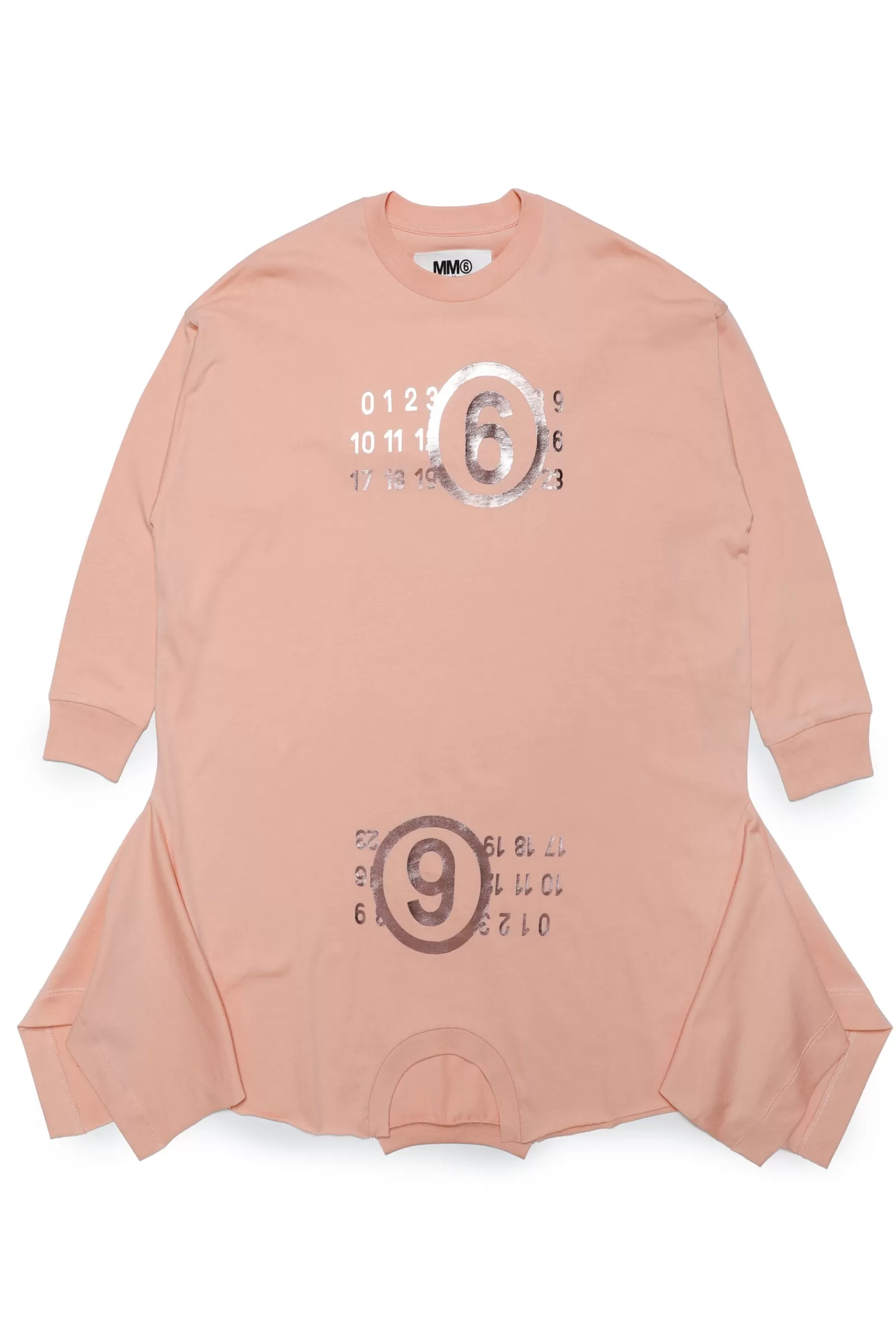 Vestiti<MM6 MAISON MARGIELA Abito Upside-Down In Jersey Con Logo Effetto Metallizzato Rosa Pesca