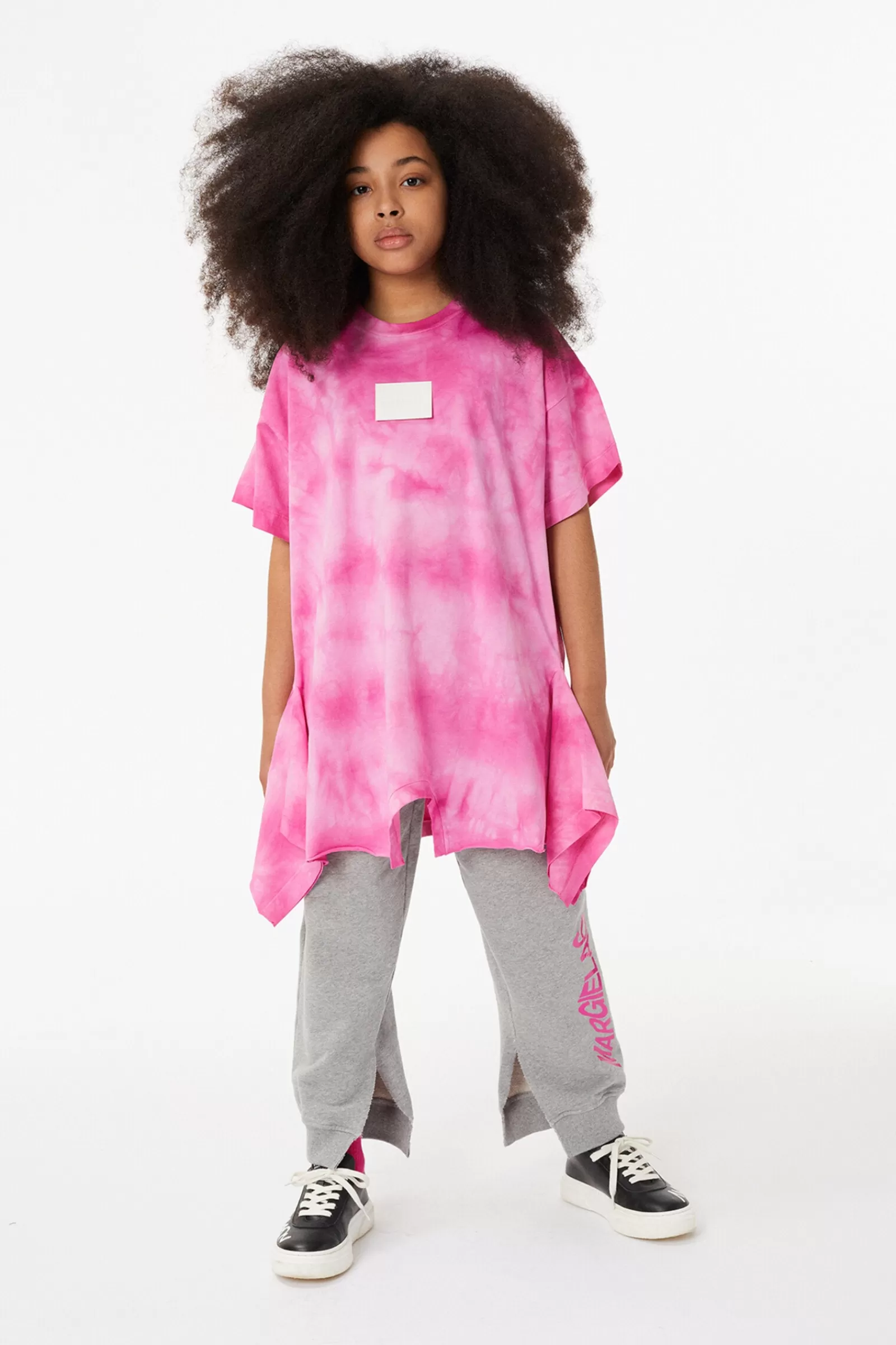 Vestiti<MM6 MAISON MARGIELA Abito Upside-Down Rosa Effetto Tie-Dye In Jersey Rosa Acceso