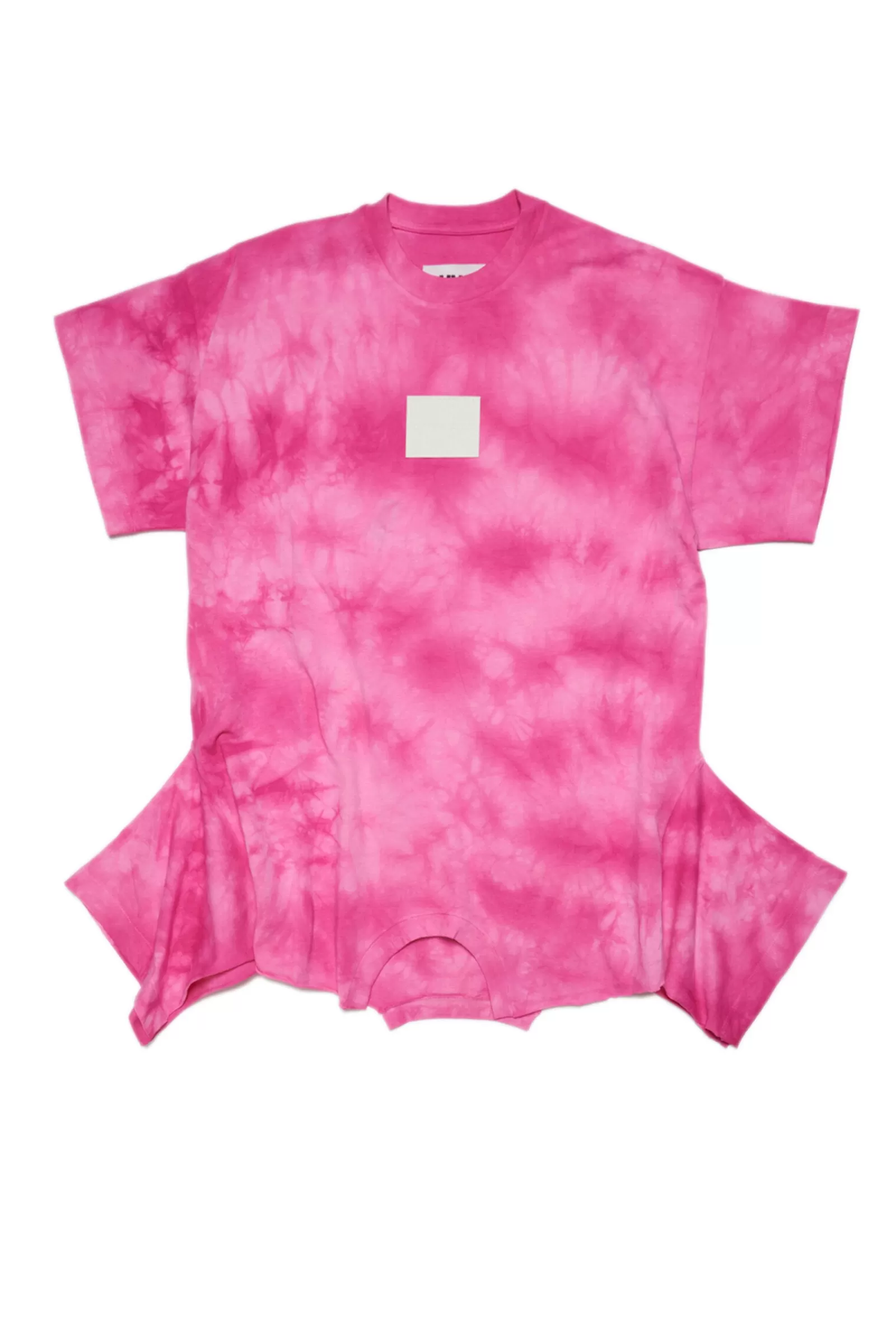 Vestiti<MM6 MAISON MARGIELA Abito Upside-Down Rosa Effetto Tie-Dye In Jersey Rosa Acceso