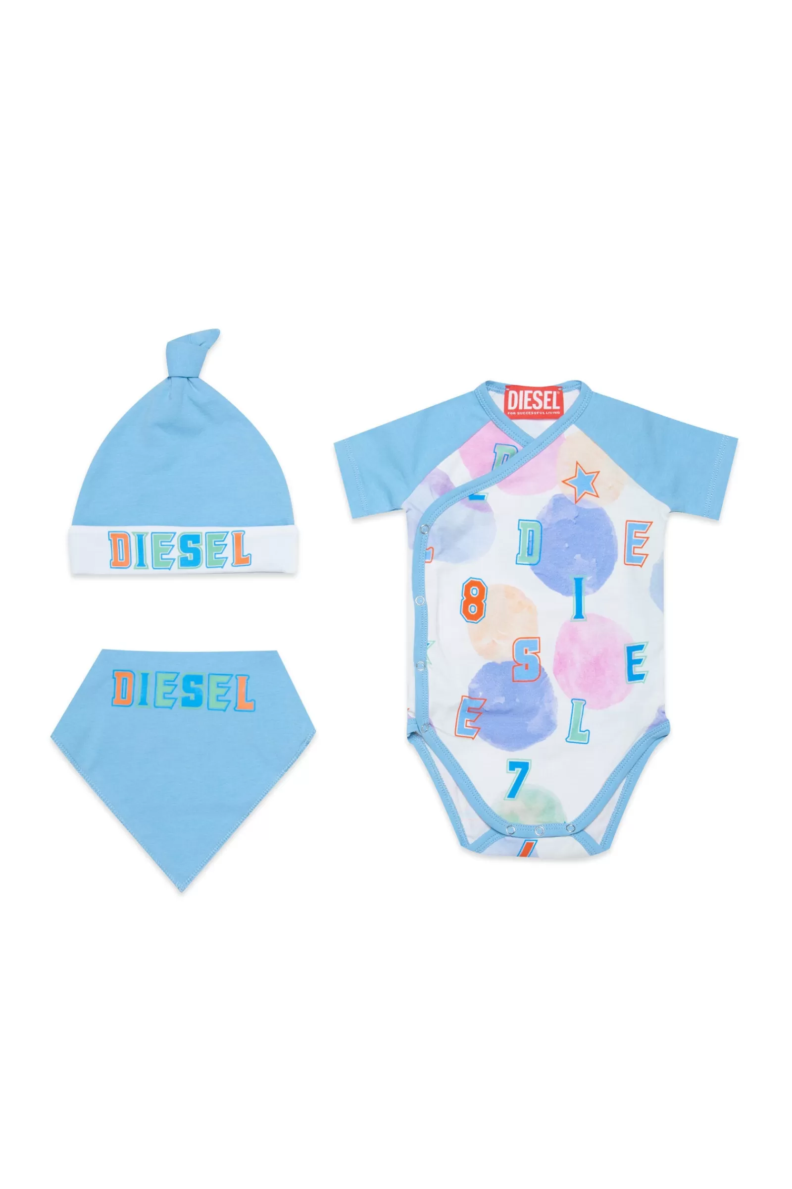 Tute E Baby Set<DIESEL Baby Set Neonato Blu In Jersey Blu Crespo