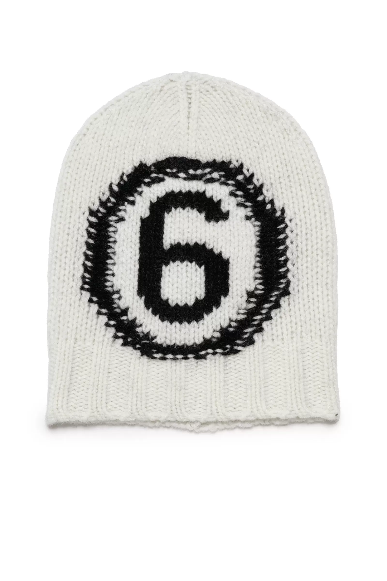 Berretti E Cappelli<MM6 MAISON MARGIELA Berretto Beanie In Misto Lana Con Logo Bianco Sporco