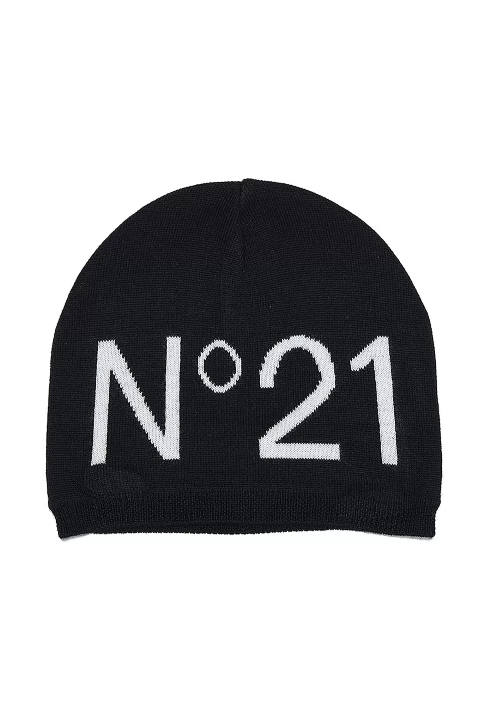 Berretti E Cappelli<N°21 Berretto Beanie In Misto Lana Con Logo Nero