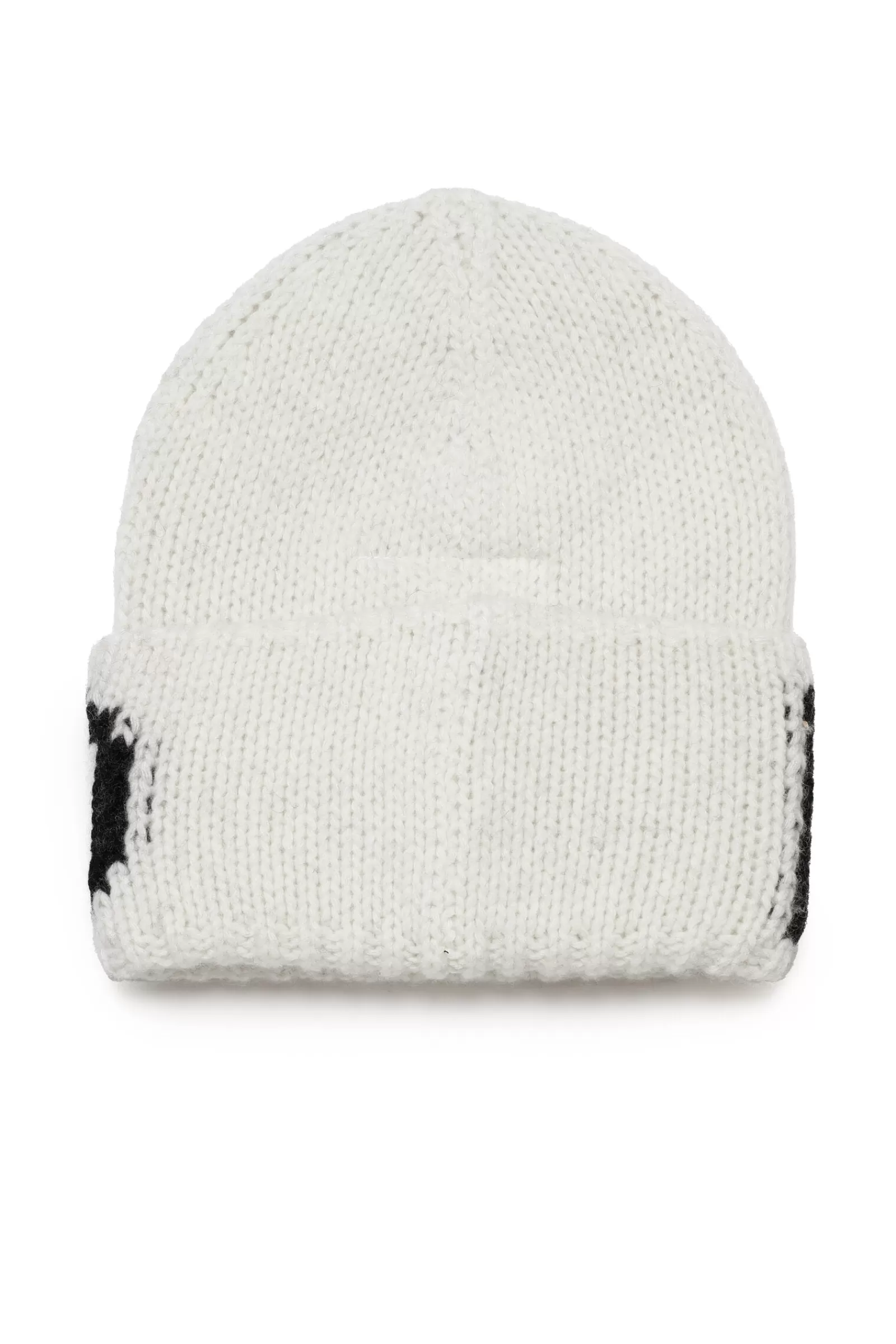 Berretti E Cappelli<MM6 MAISON MARGIELA Berretto Beanie In Misto Lana Con Risvolto E Logo Bianco Sporco