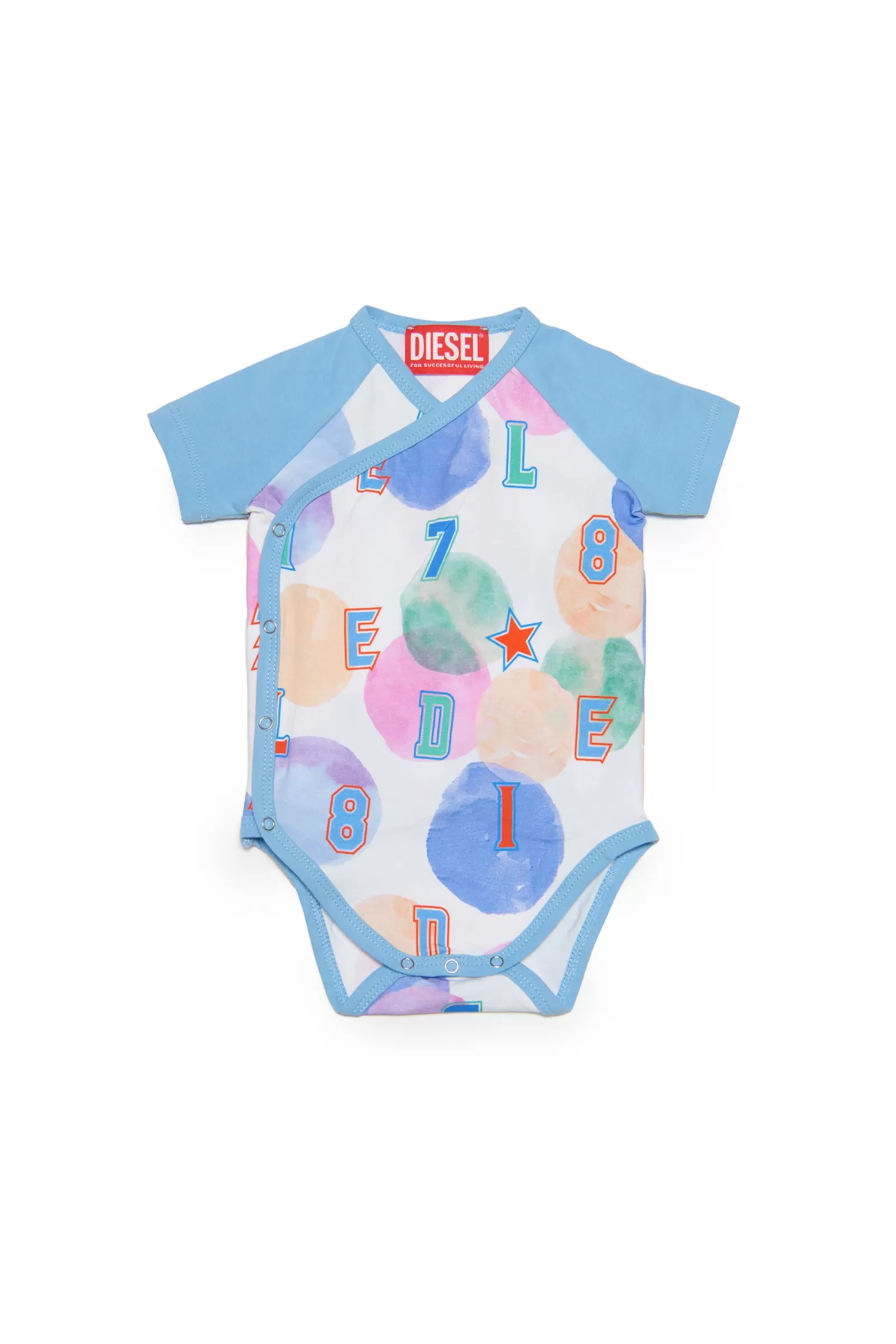 Tute E Baby Set<DIESEL Body Neonato Blu In Jersey Con Fantasia Allover Bubble Blu Crespo