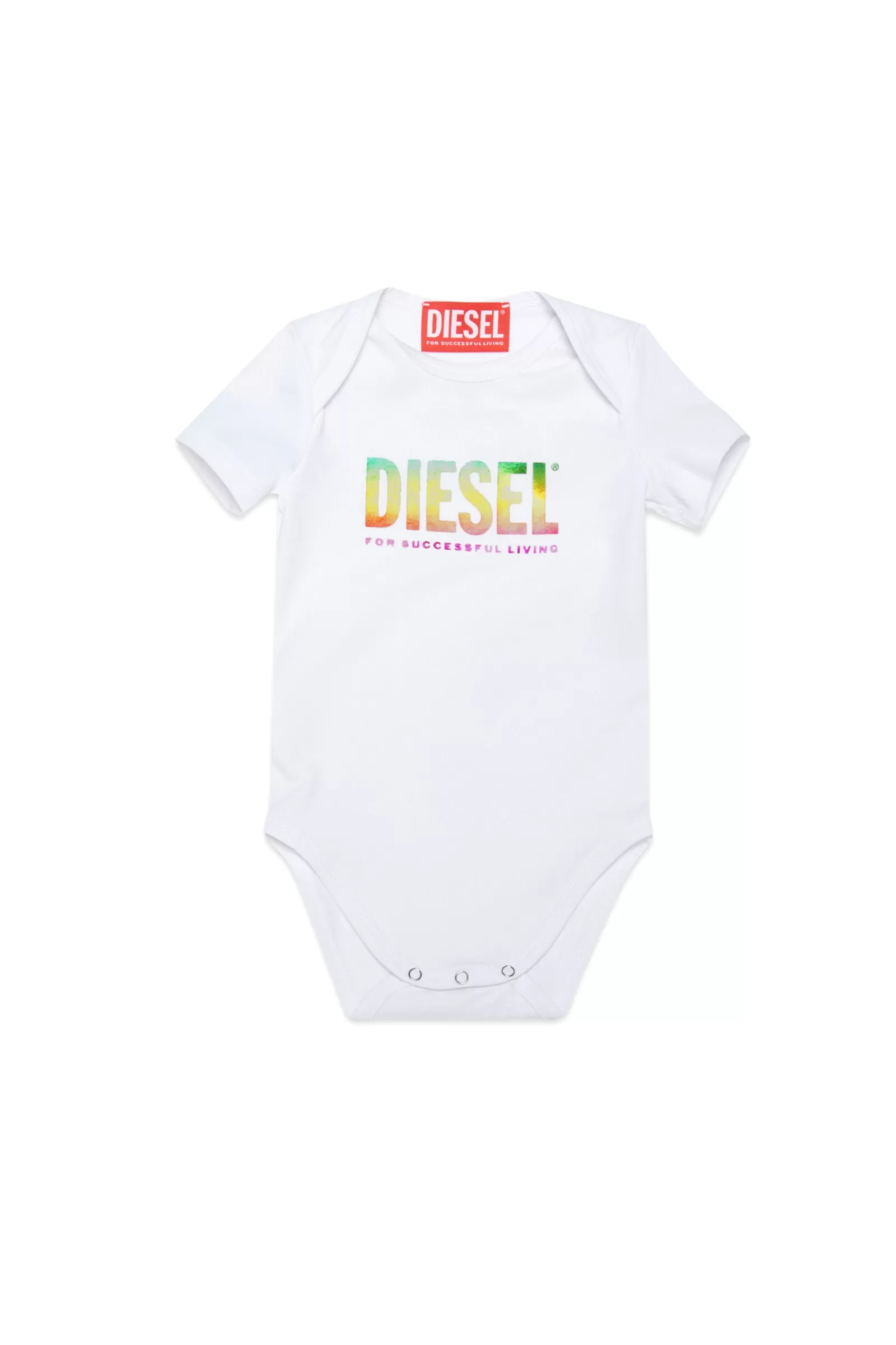 Tute E Baby Set<DIESEL Body Neonato Con Logo Arcobaleno Effetto Metallizzato Bianco