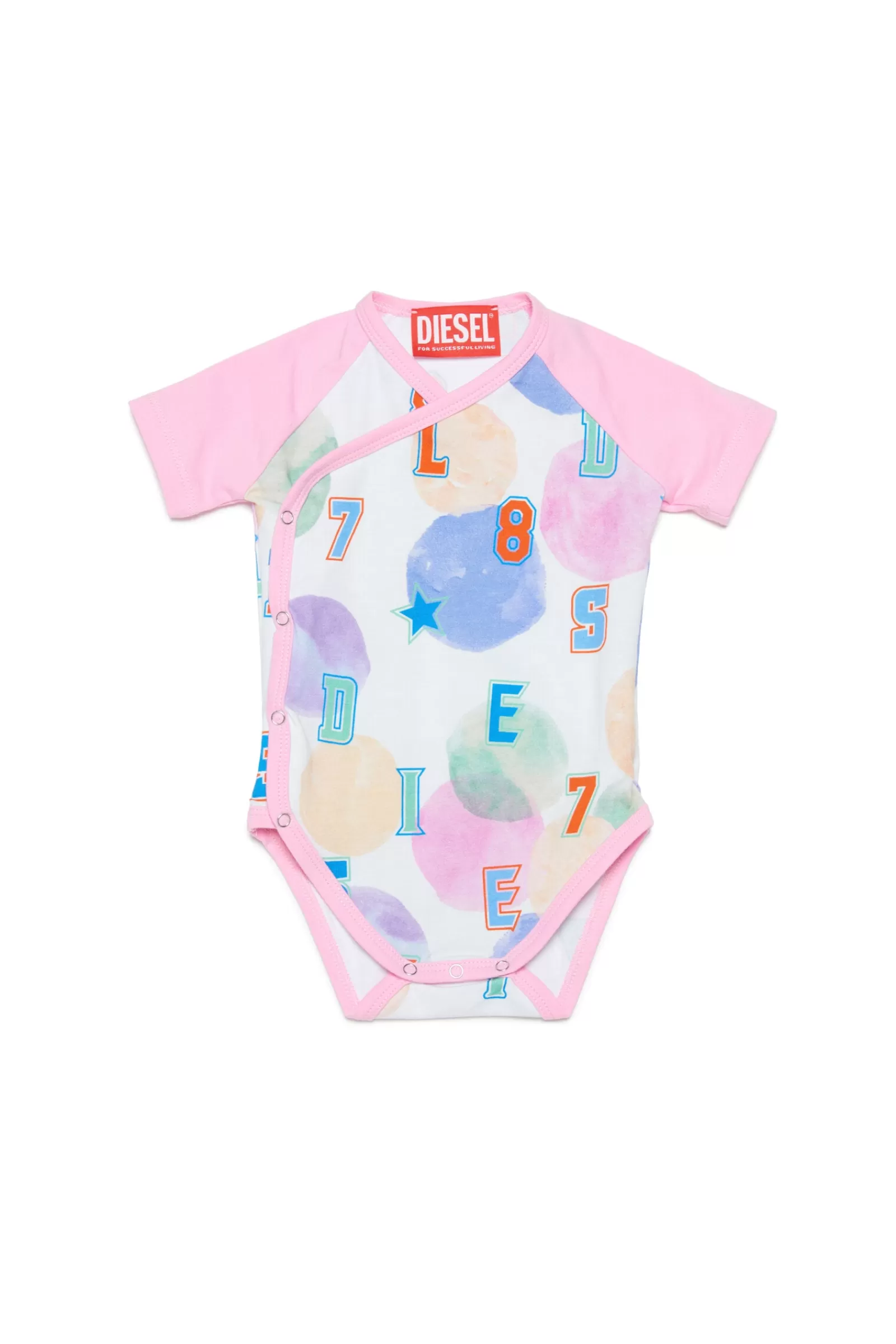 Tute E Baby Set<DIESEL Body Neonato In Jersey Con Fantasia Allover Bubble Rosa Pastello