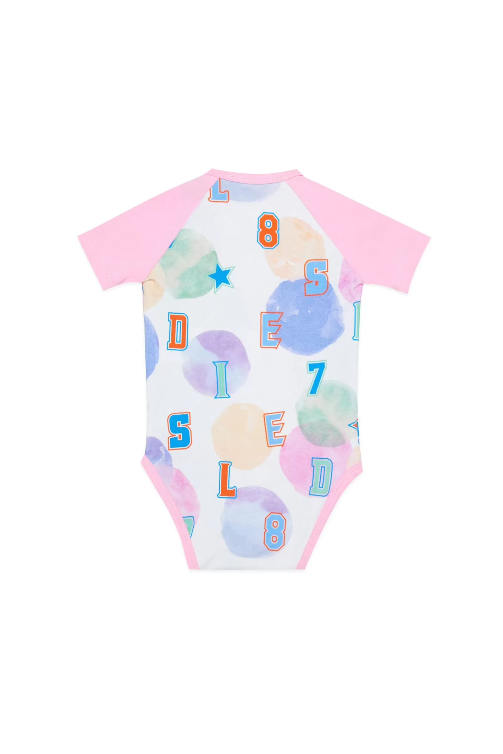 Tute E Baby Set<DIESEL Body Neonato In Jersey Con Fantasia Allover Bubble Rosa Pastello