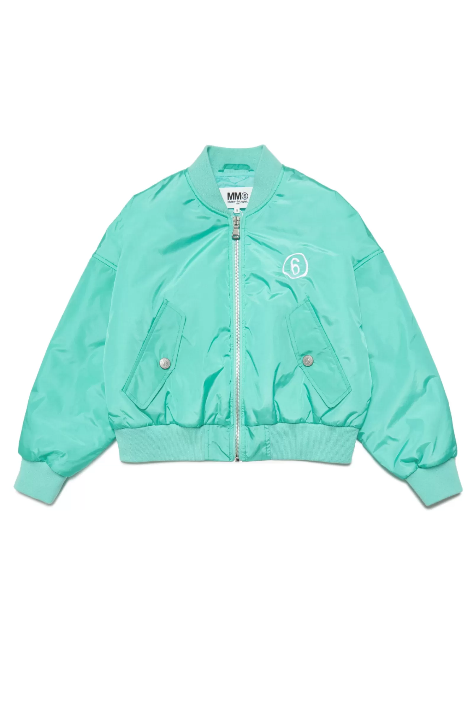 Giacche E Piumini<MM6 MAISON MARGIELA Bomber Acquamarina Con Logo 6 Effetto Fluido Verde Acquamarina