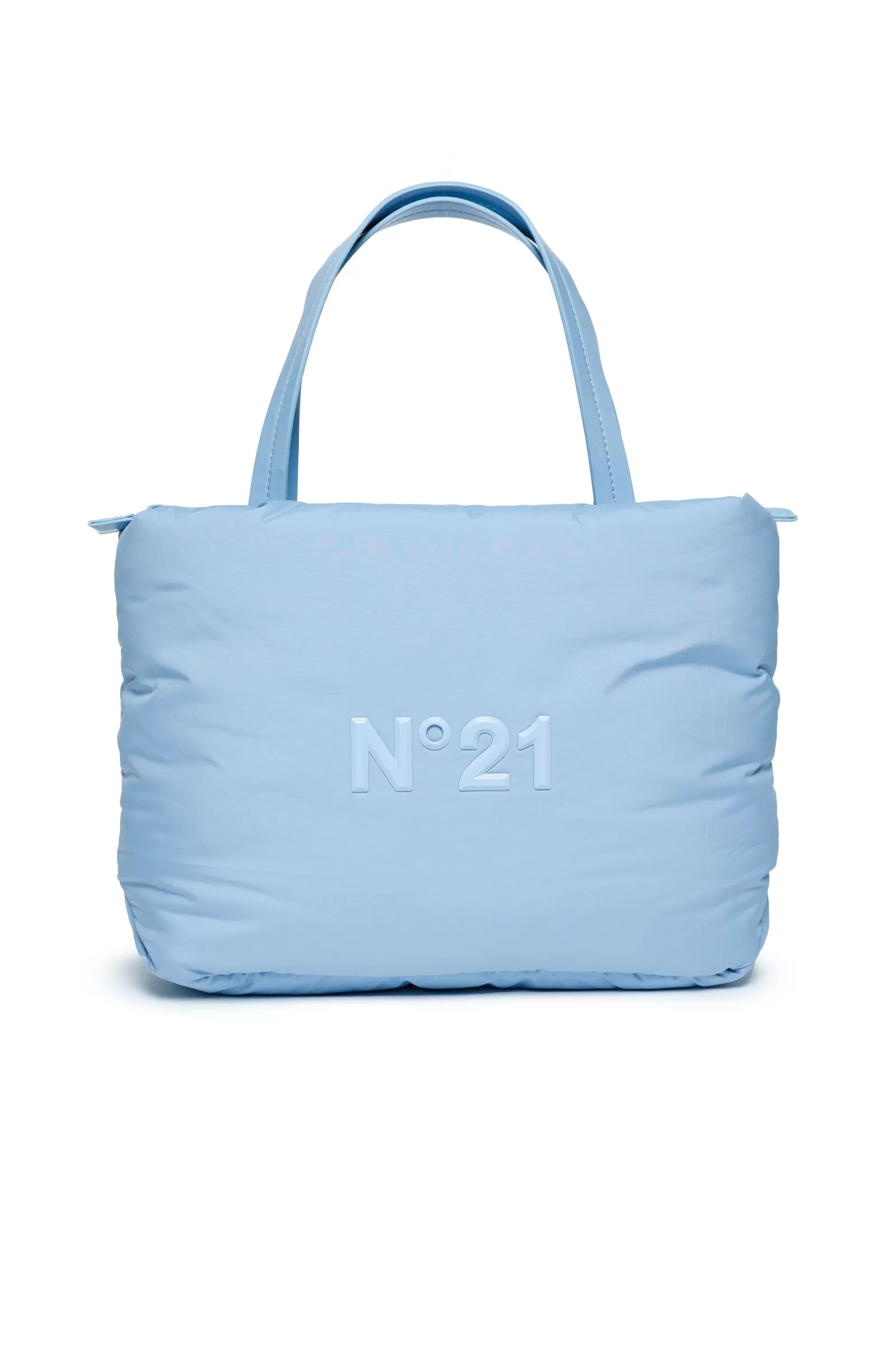 Borse E Zaini<N°21 Borsa A Tracolla Trapuntata Con Logo Gommato Blu Chiaro Nuovo