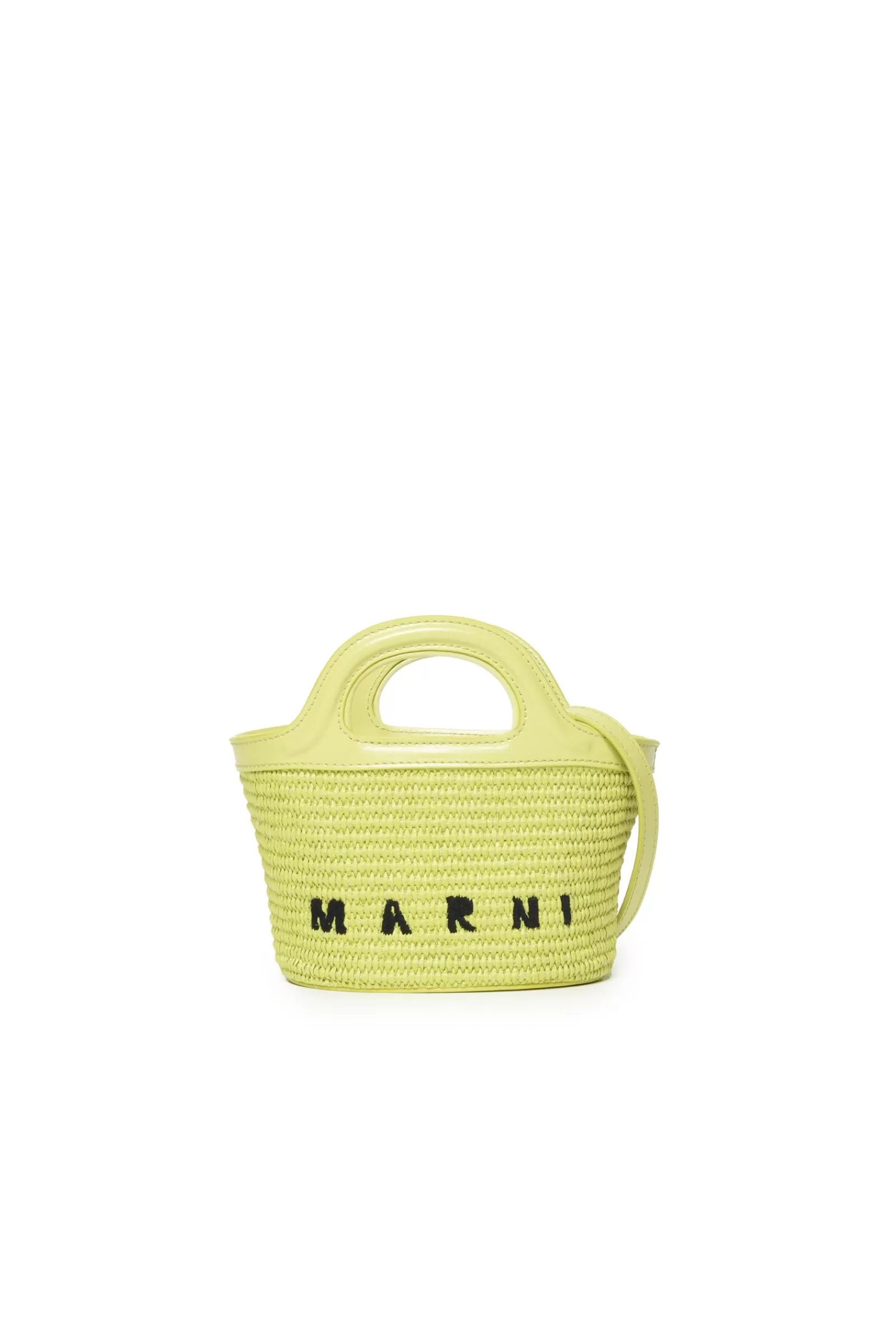 Borse E Zaini<MARNI Borsa Tropicalia In Pelle Giallo E Rafia Lime