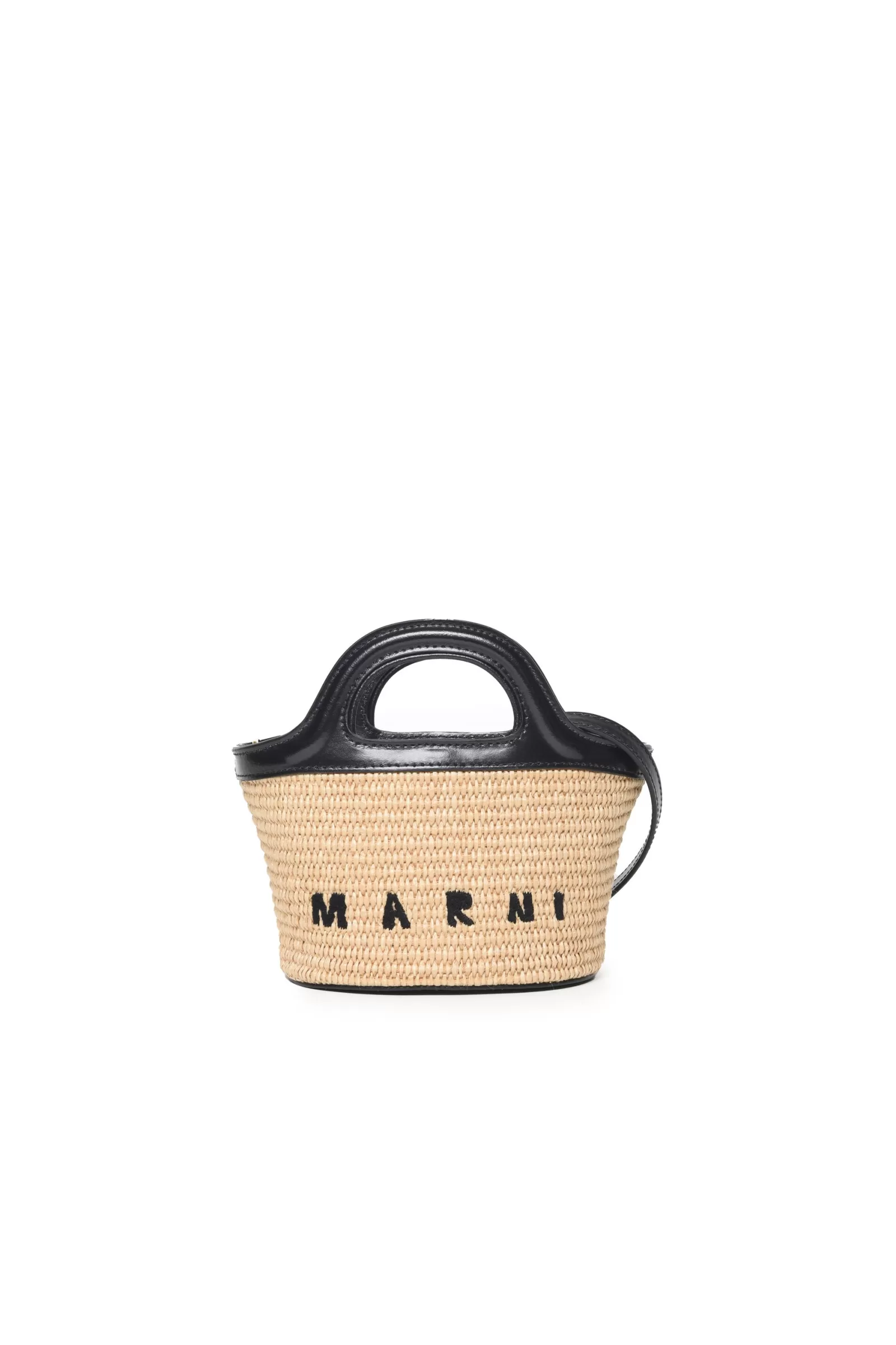 Borse E Zaini<MARNI Borsa Tropicalia In Pelle Nera E Rafia Nero