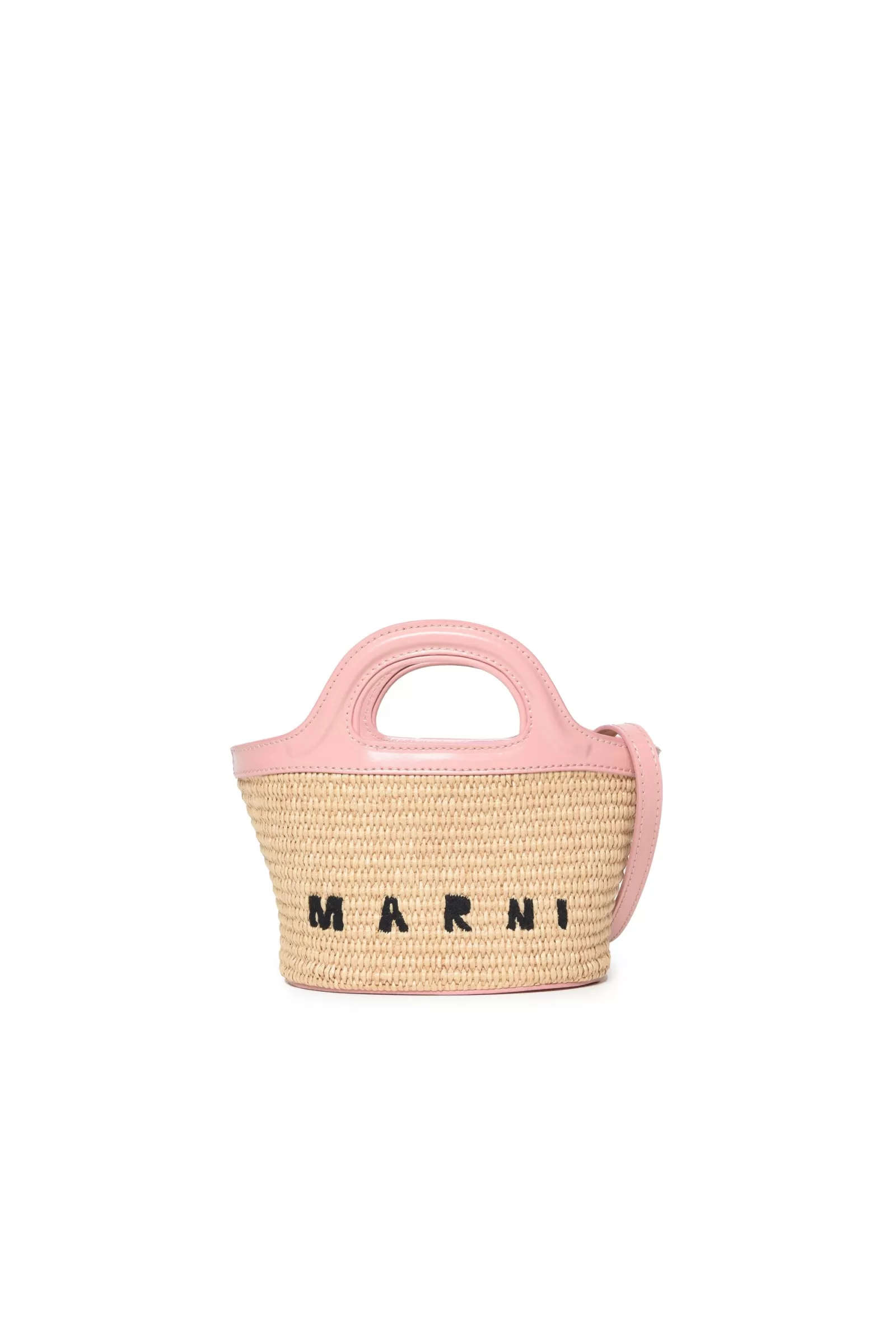 Borse E Zaini<MARNI Borsa Tropicalia In Pelle Rosa E Rafia Rosa Fiore