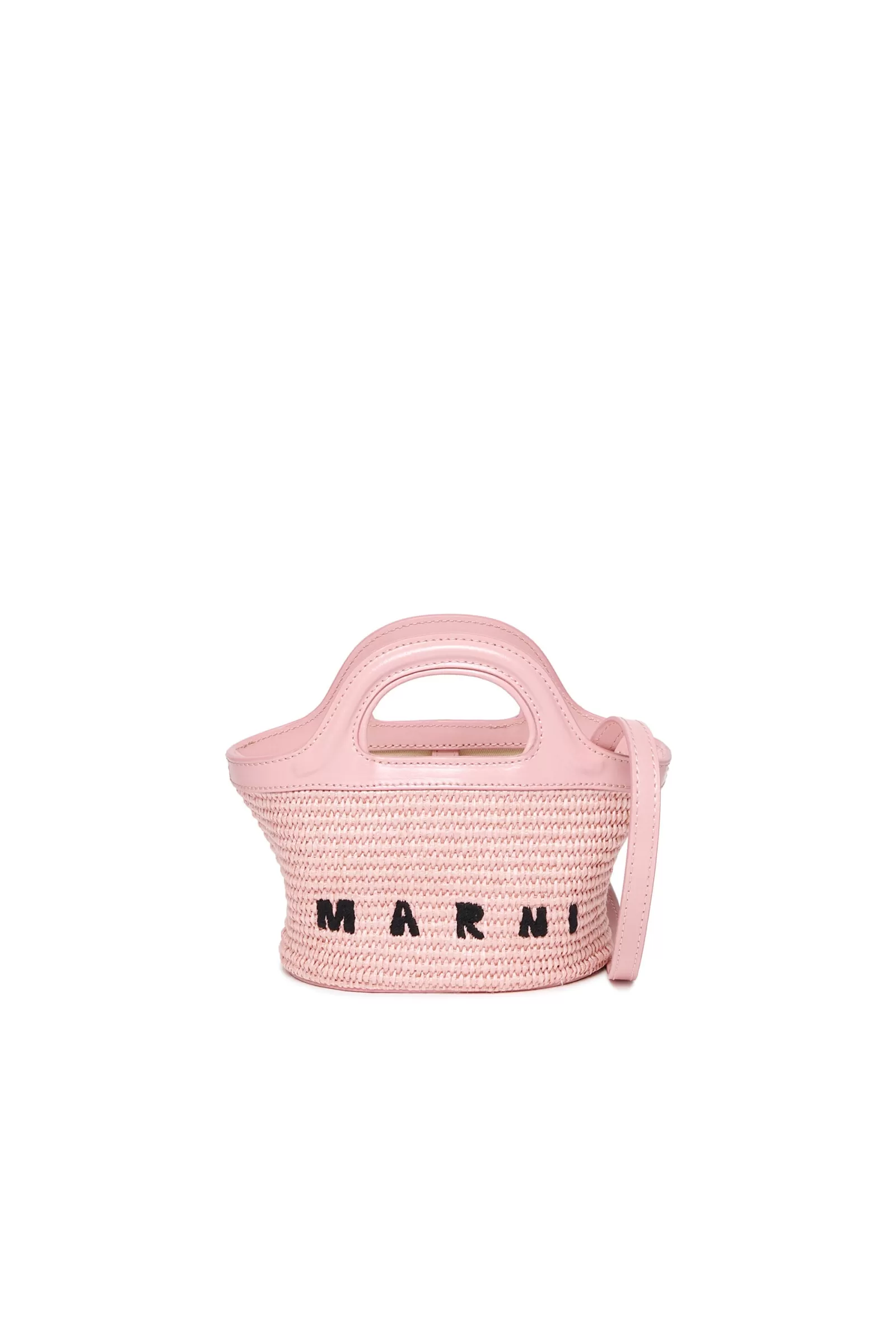 Borse E Zaini<MARNI Borsa Tropicalia In Pelle Rosa E Rafia Rosa Chiaro