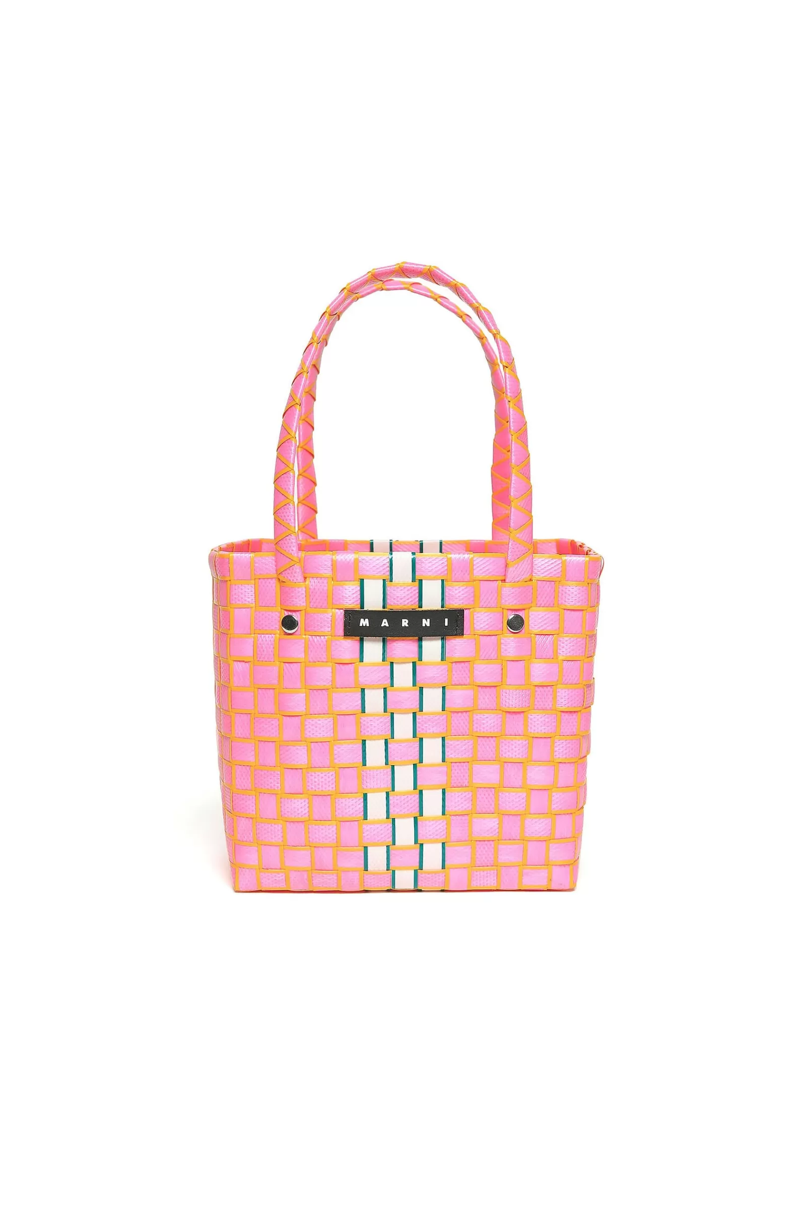 Borse E Zaini<MARNI Box Basket Bag Rosa Con Logo Rosa Begonia