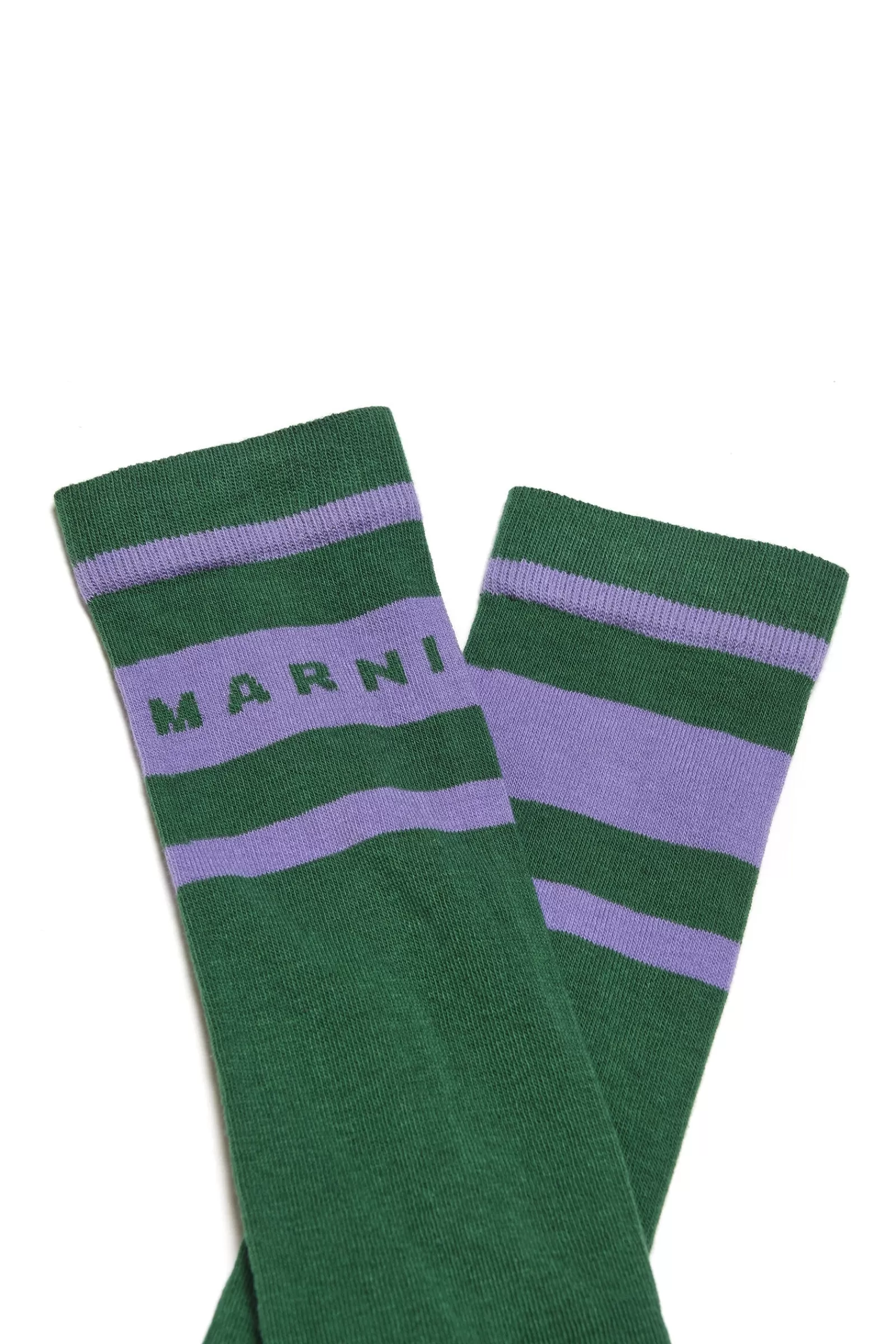 Calzini<MARNI Calzini In Cotone Con Righe Verde Grasso