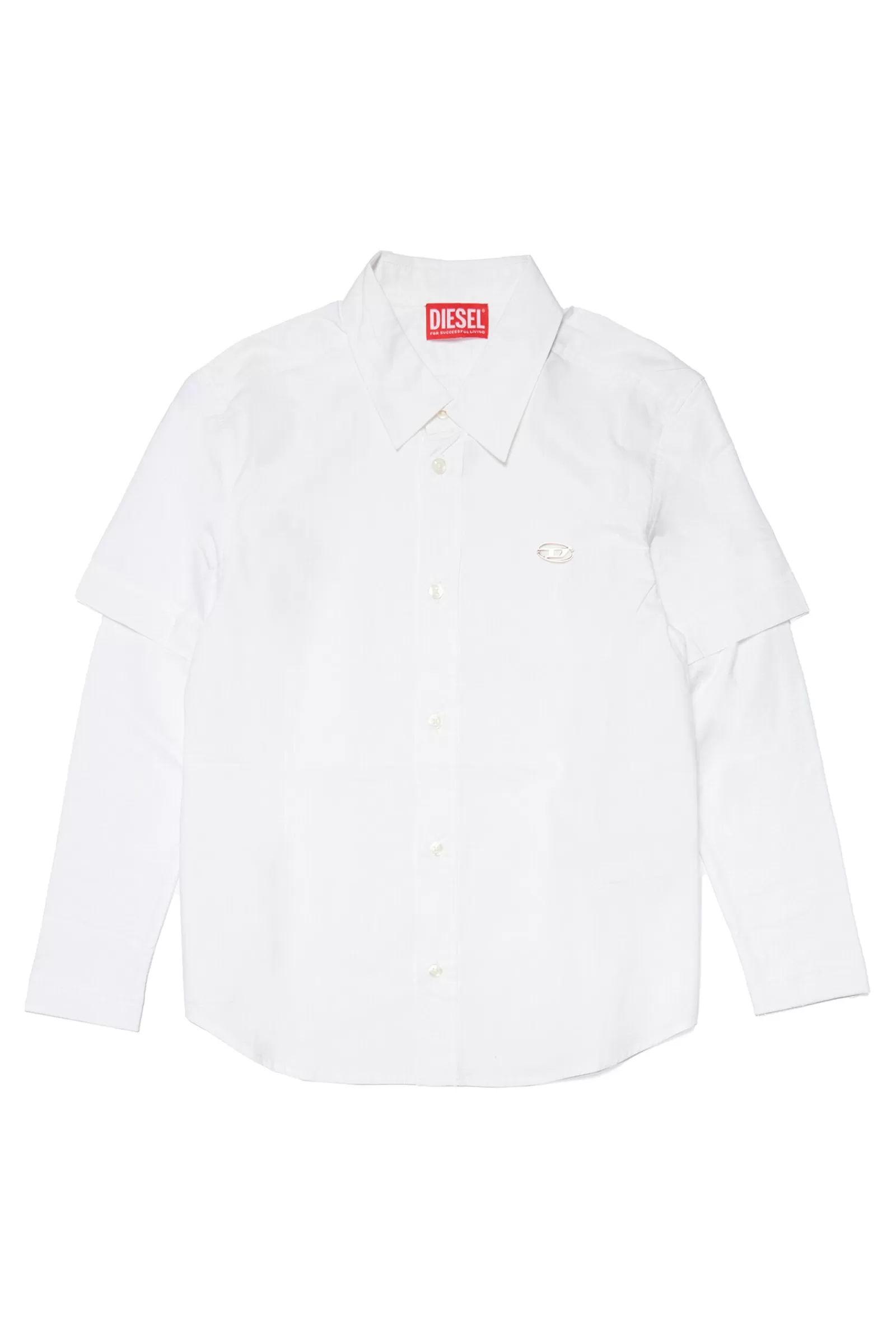 Camicie<DIESEL Camicia Bianca Con Maglia A Contrasto Bianco