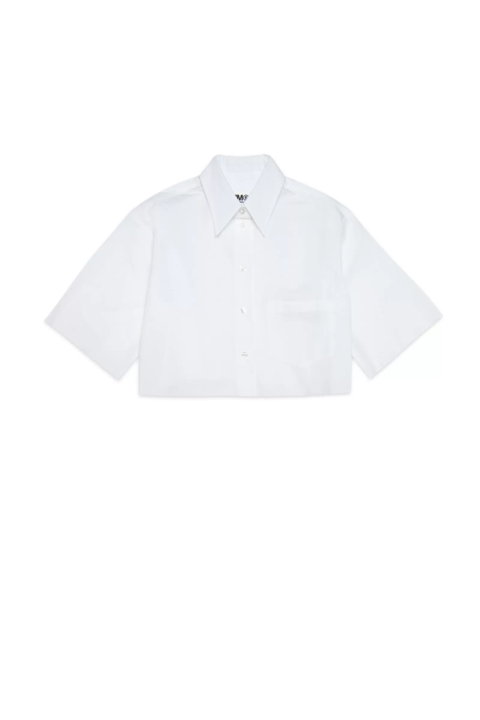 Camicie<MM6 MAISON MARGIELA Camicia Bianca Cropped In Popeline Con Logo Minimal Bianco