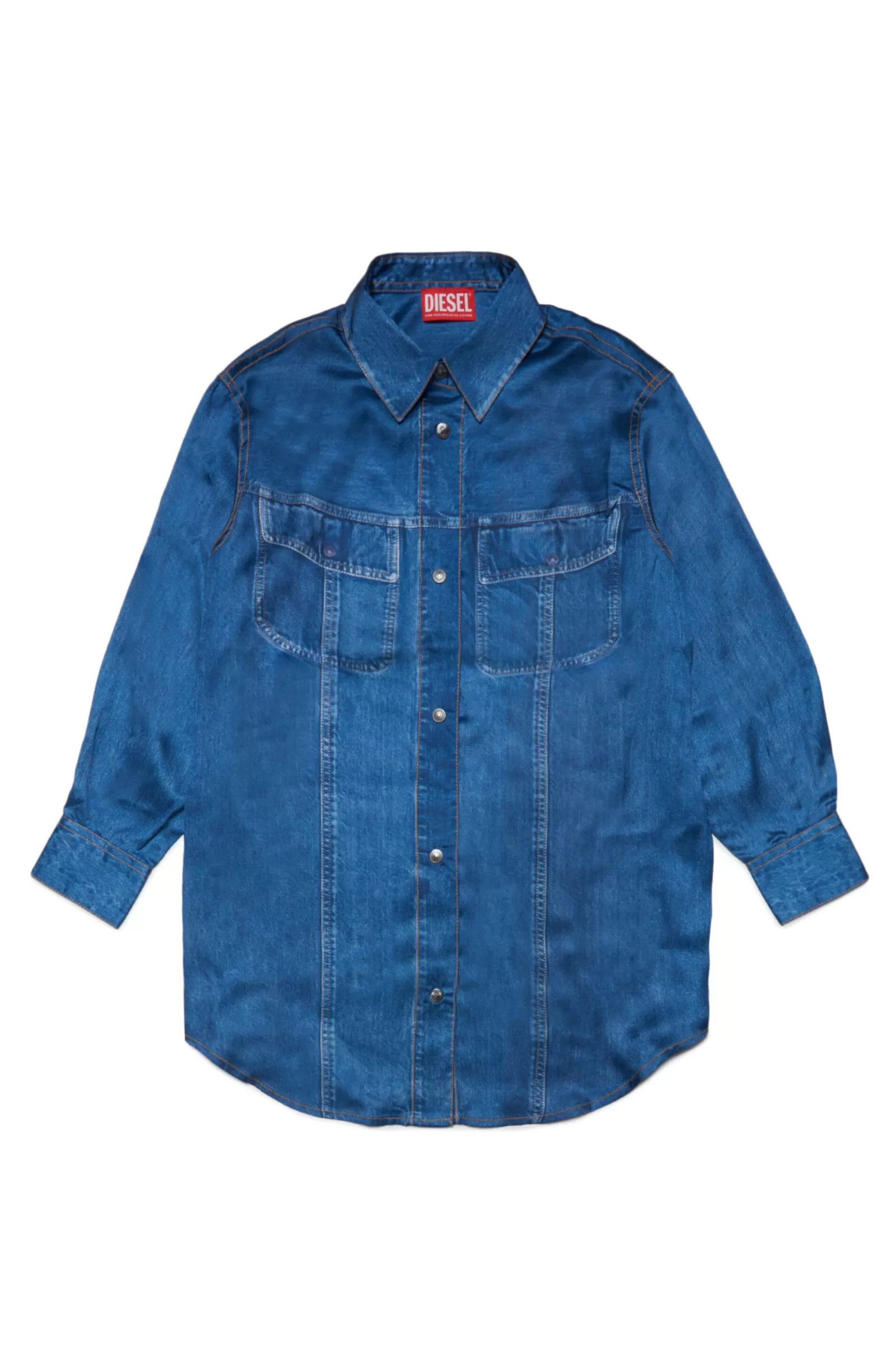 Camicie<DIESEL Camicia Con Stampa Digitale Denim Blu Navy Scuro