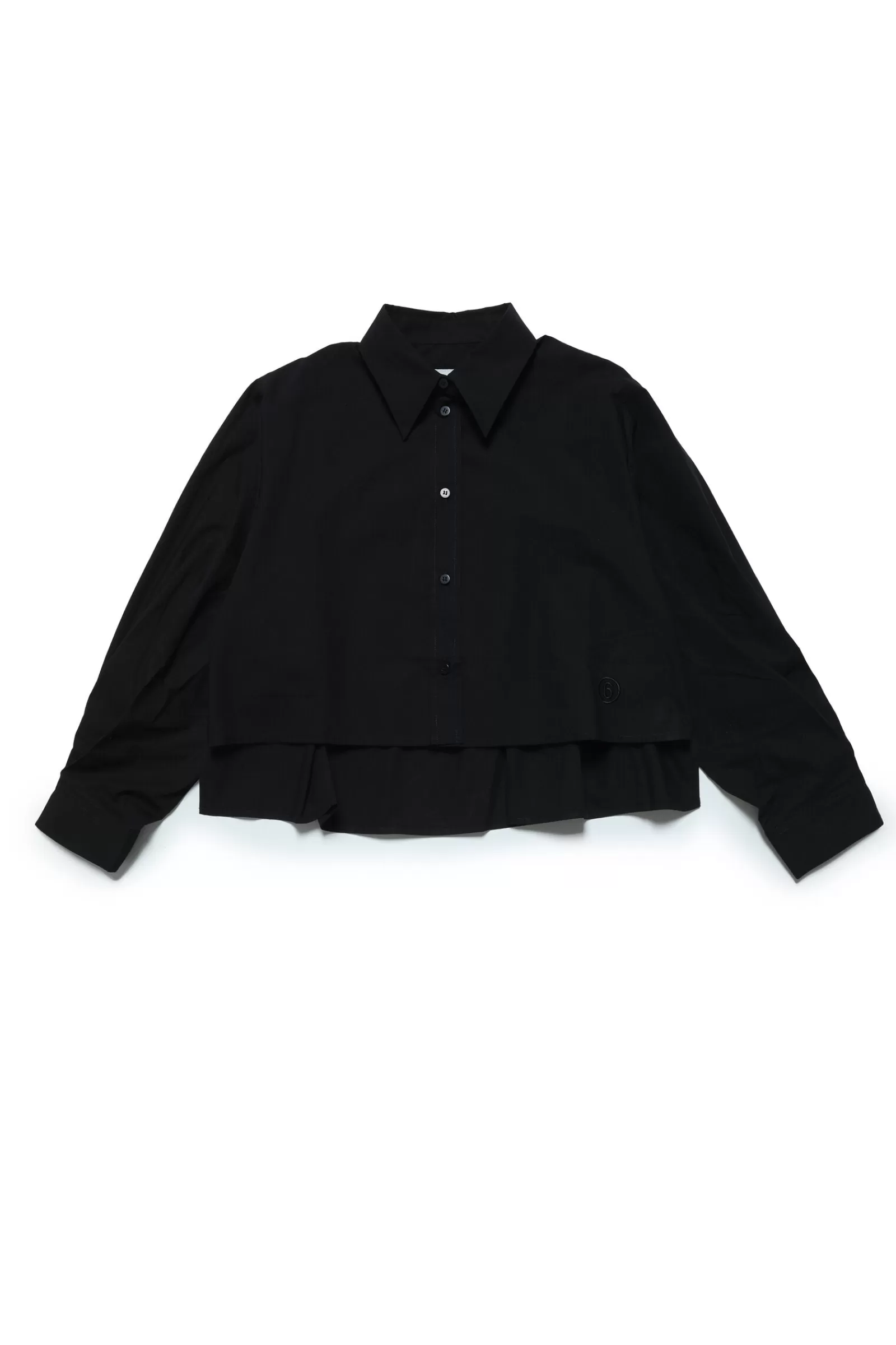 Camicie<MM6 MAISON MARGIELA Camicia Crop In Popeline Con Schiena Plissettata Nero Denim