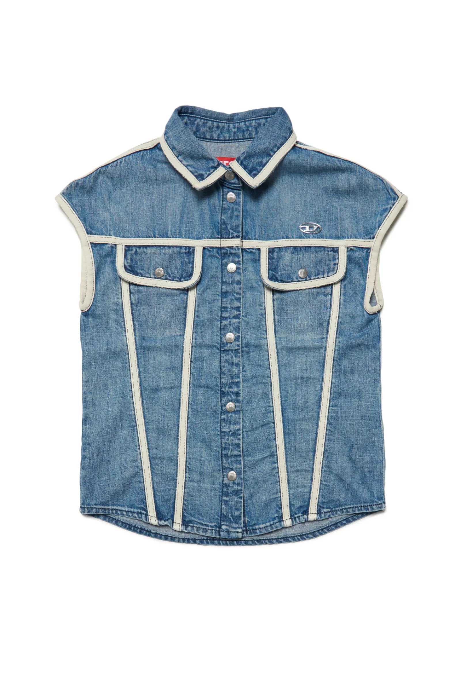 Camicie<DIESEL Camicia In Denim Smanicata Multitasche Blu Denim