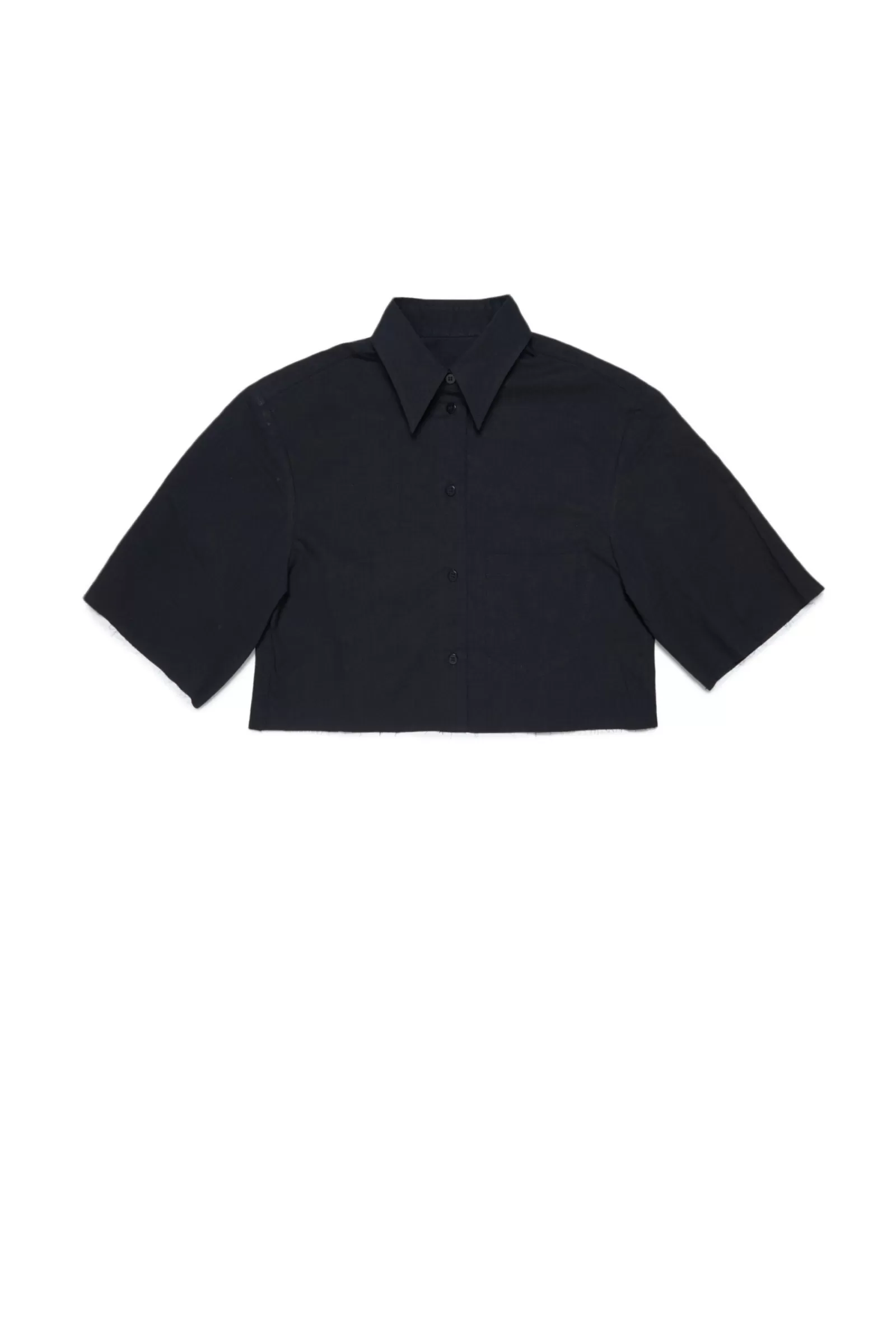 Camicie<MM6 MAISON MARGIELA Camicia Nera Cropped In Popeline Con Logo Minimal Nero