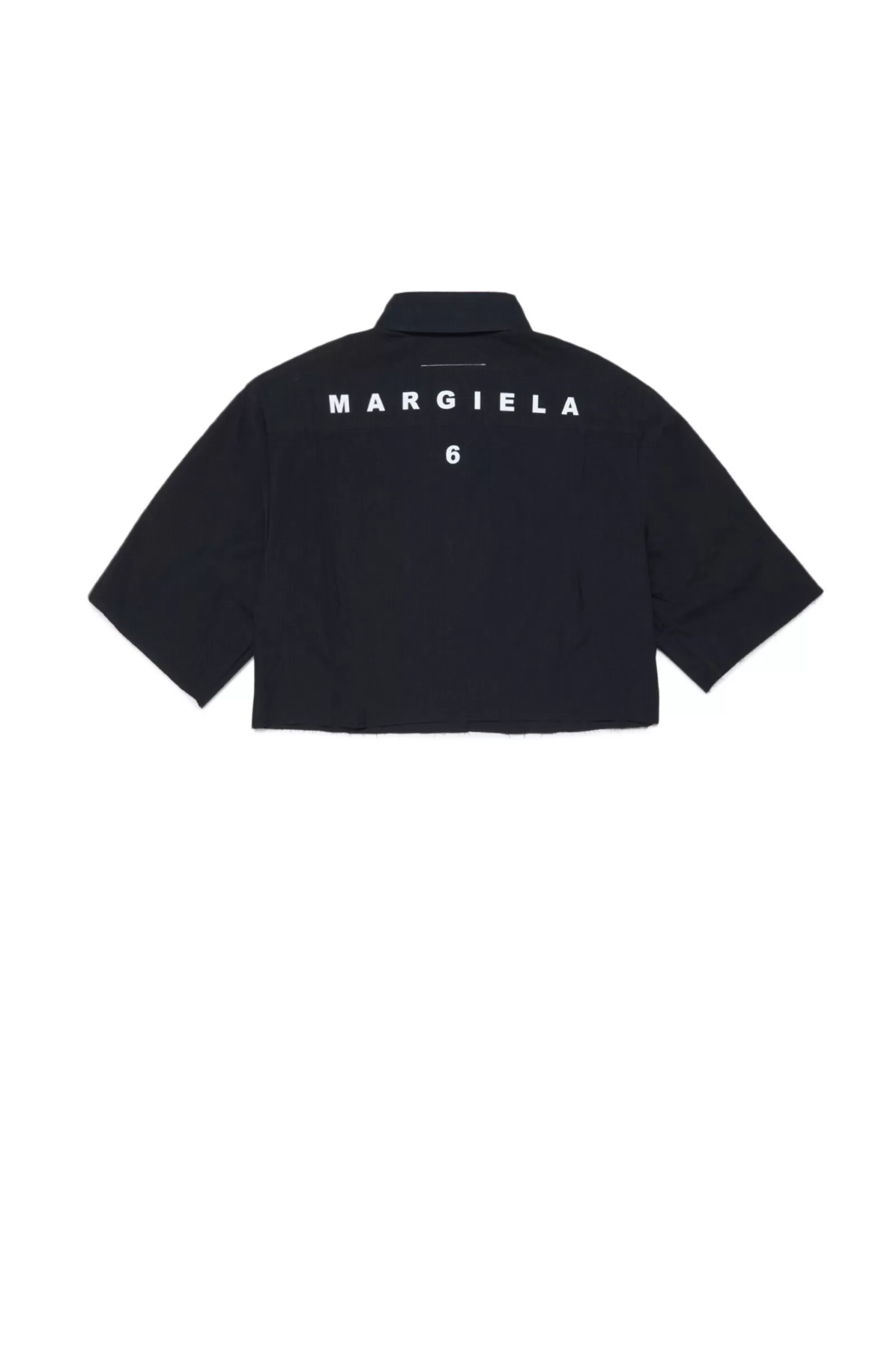 Camicie<MM6 MAISON MARGIELA Camicia Nera Cropped In Popeline Con Logo Minimal Nero