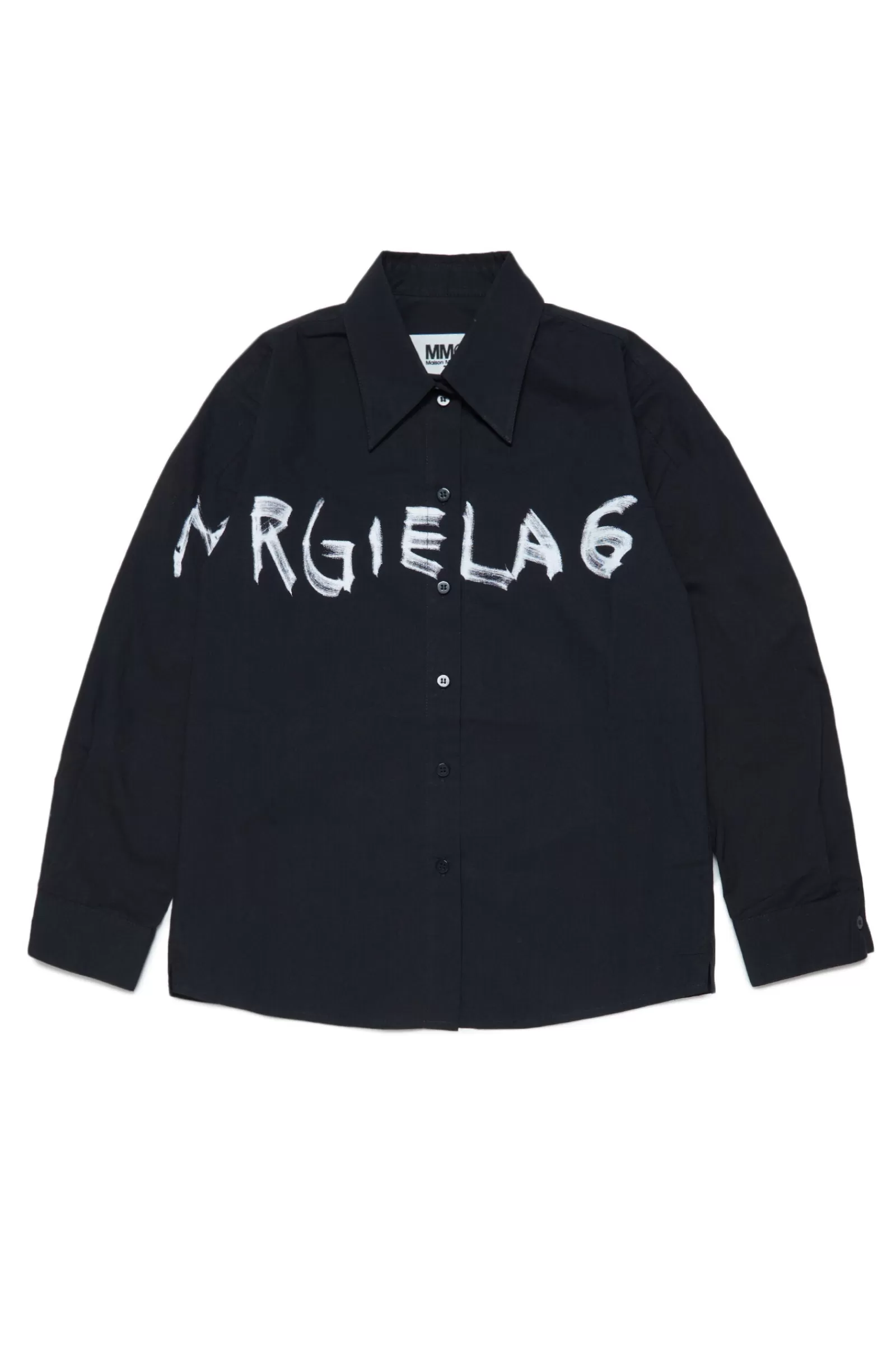 Camicie<MM6 MAISON MARGIELA Camicia Nera In Popeline Con Logo Artwork Nero