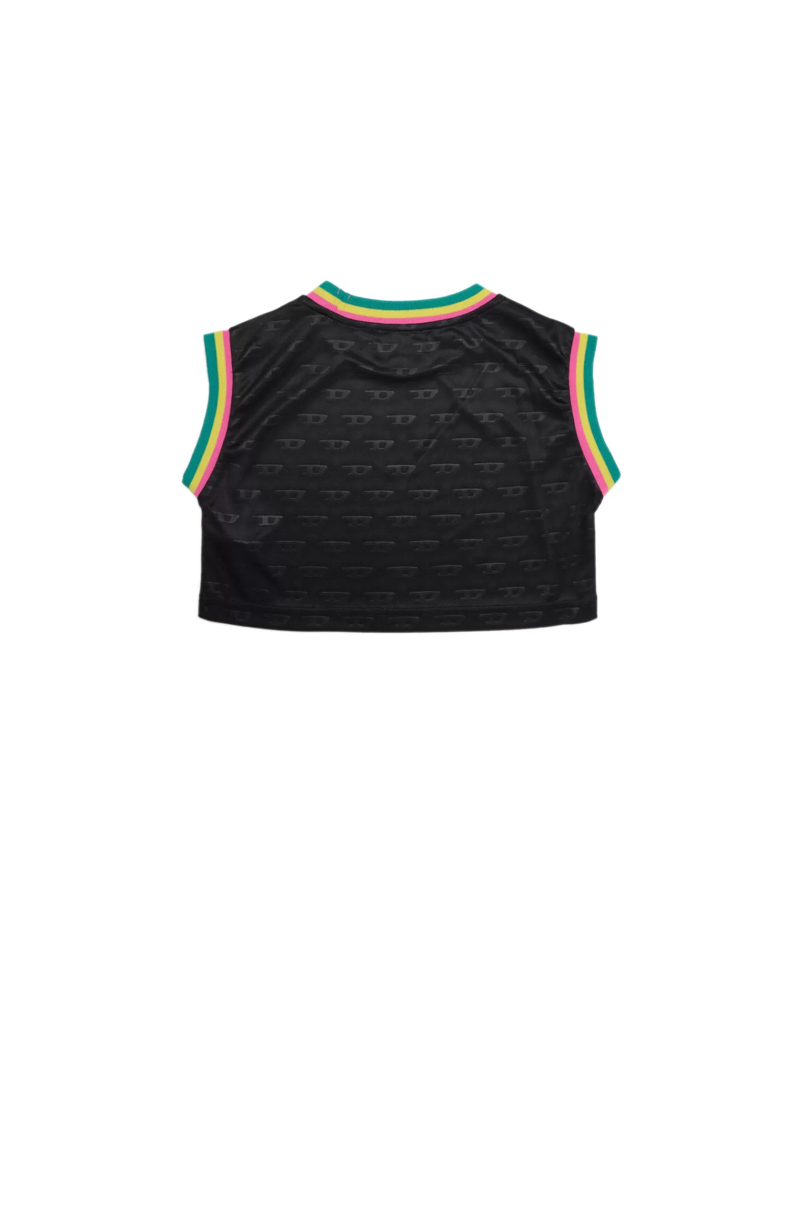 T-Shirt<DIESEL Canotta Basket Cropped Nera Con Logo Allover Nero