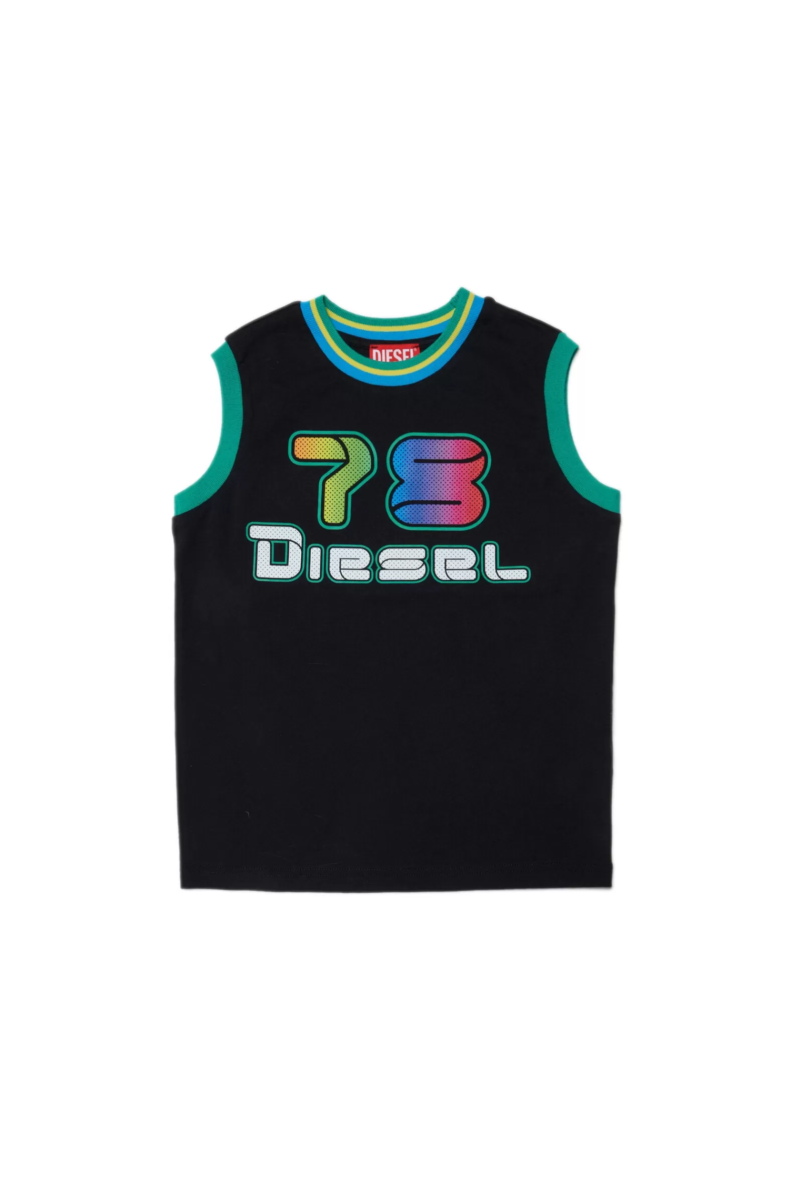 T-Shirt<DIESEL Canotta Basket Nera In Cotone Con Logo Nero