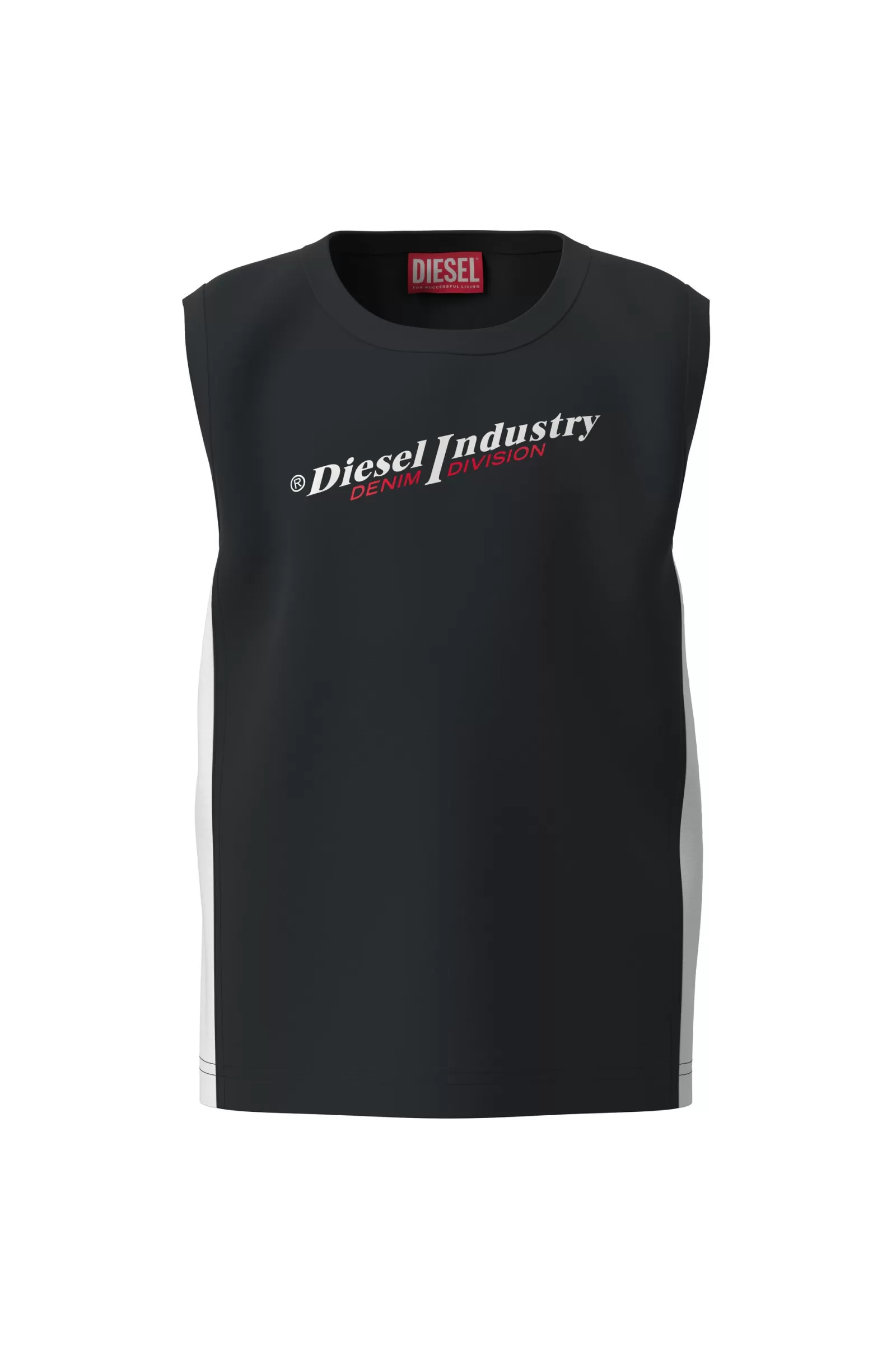 T-Shirt<DIESEL Canotta Nera In Cotone Con Logo Industries Nero