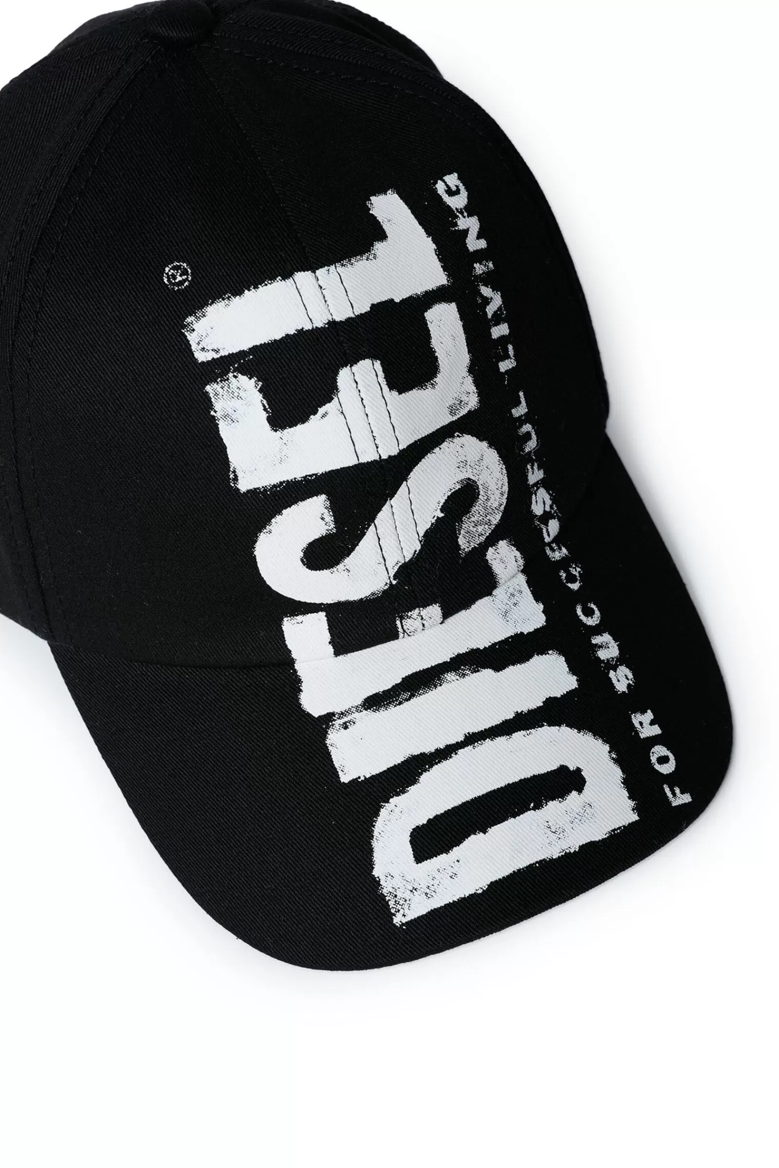 Berretti E Cappelli<DIESEL Cappello Da Baseball In Gabardina Con Logo Effetto Acquarello Nero