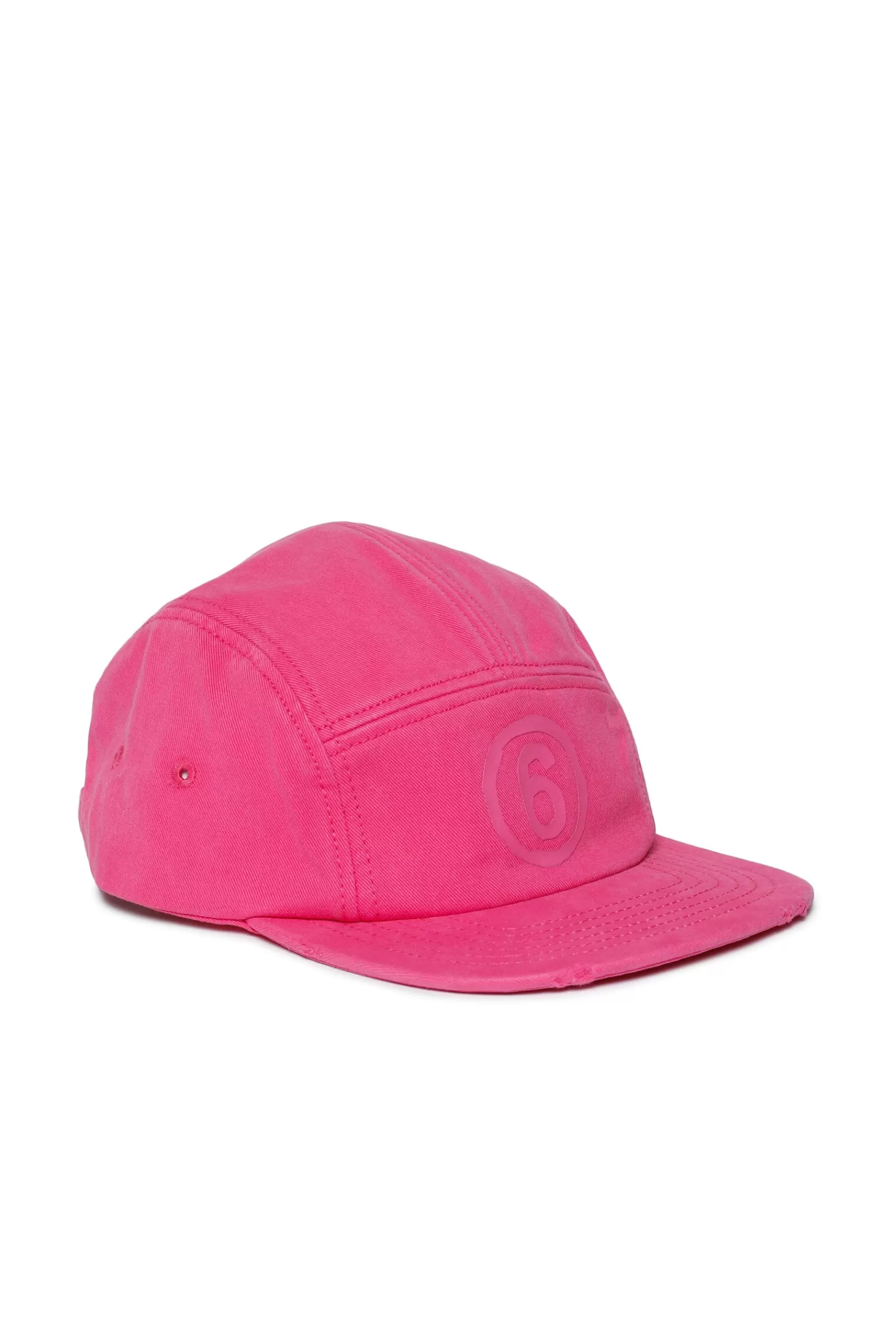 Berretti E Cappelli<MM6 MAISON MARGIELA Cappello Five-Panel In Gabardina Con Logo Rosa Extra