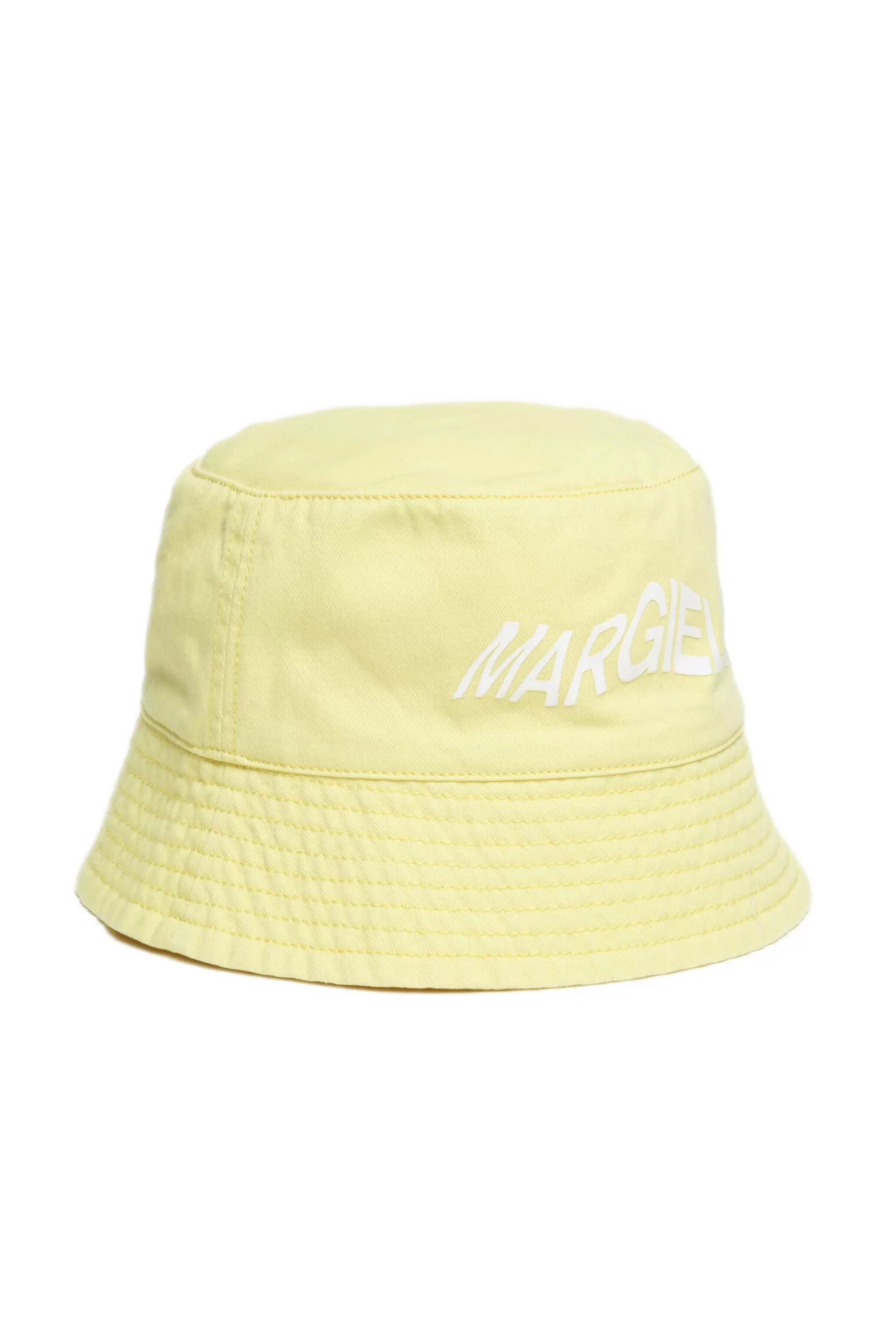 Berretti E Cappelli<MM6 MAISON MARGIELA Cappello Giallo Alla Pescatora In Gabardina Con Logo Giallo Luminoso