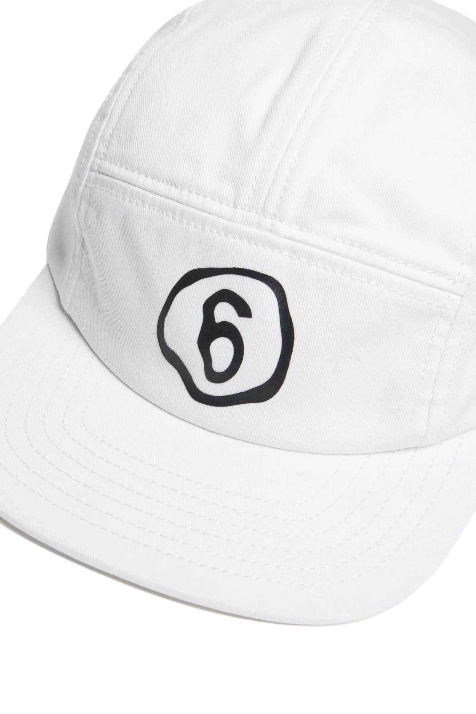 Berretti E Cappelli<MM6 MAISON MARGIELA Cappello In Gabardina Con Logo 6 Effetto Fluido Bianco