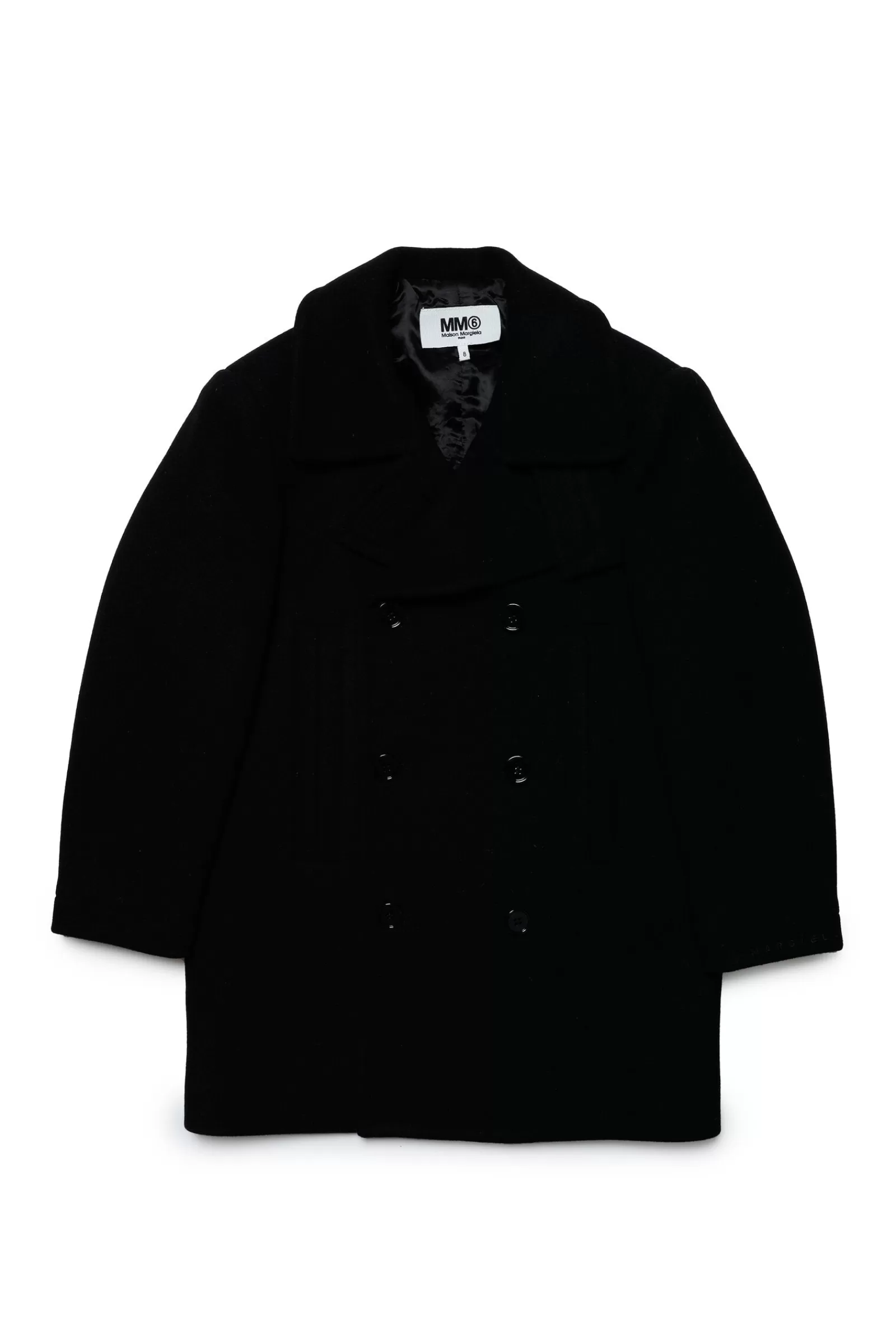 Giacche E Piumini<MM6 MAISON MARGIELA Cappotto Doppiopetto In Panno Misto Lana Nero Denim