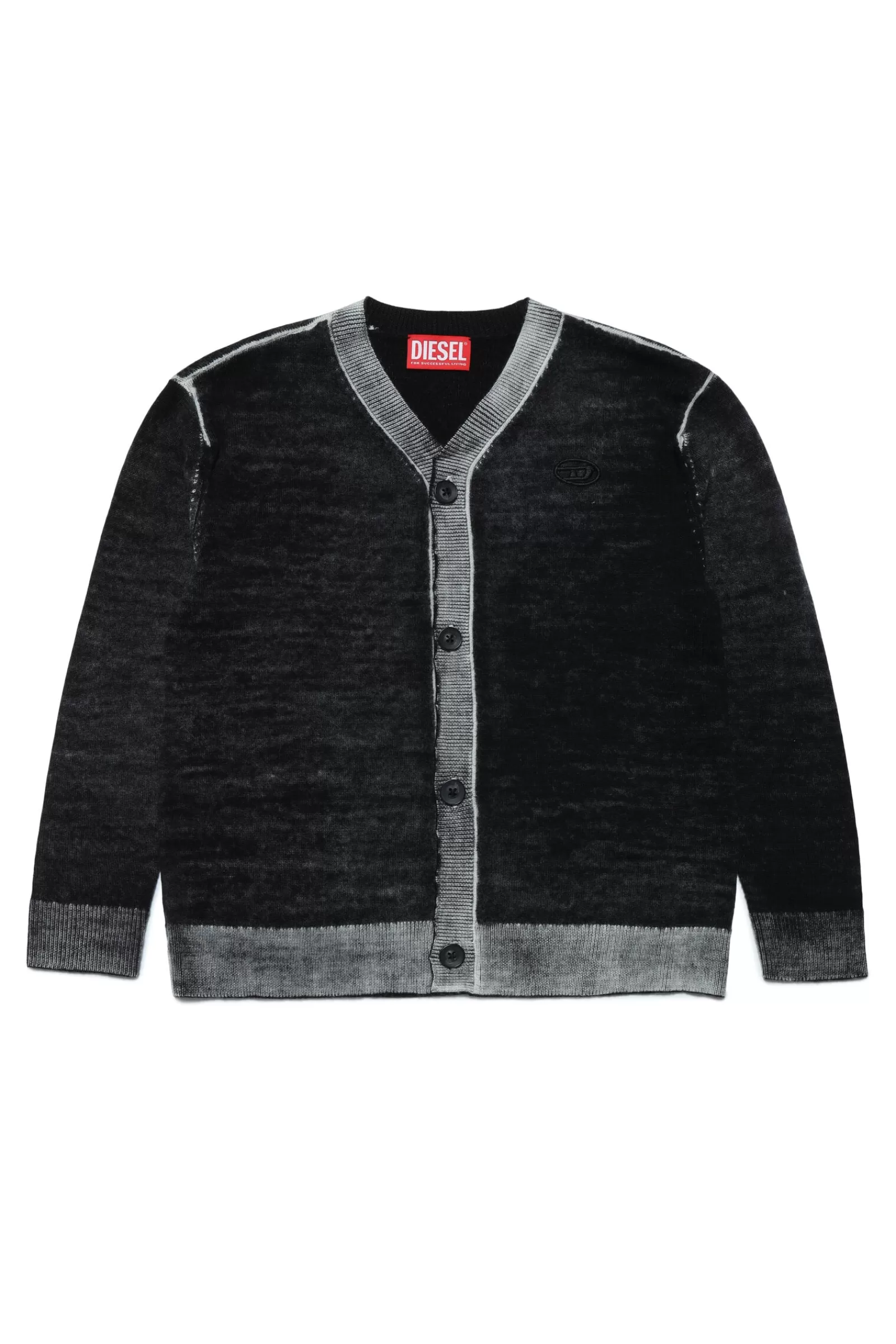 Maglieria<DIESEL Cardigan In Lana Merino Con Effetto Delave Nero