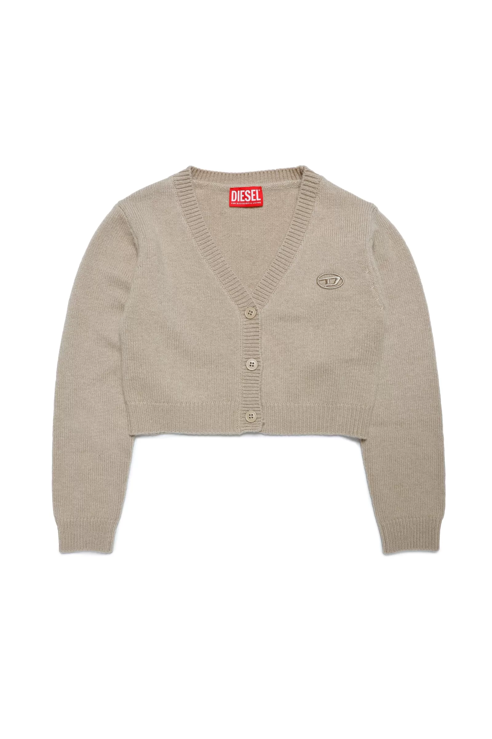 Maglieria<DIESEL Cardigan In Misto Cashmere Con Logo Ricamato Cornstalk