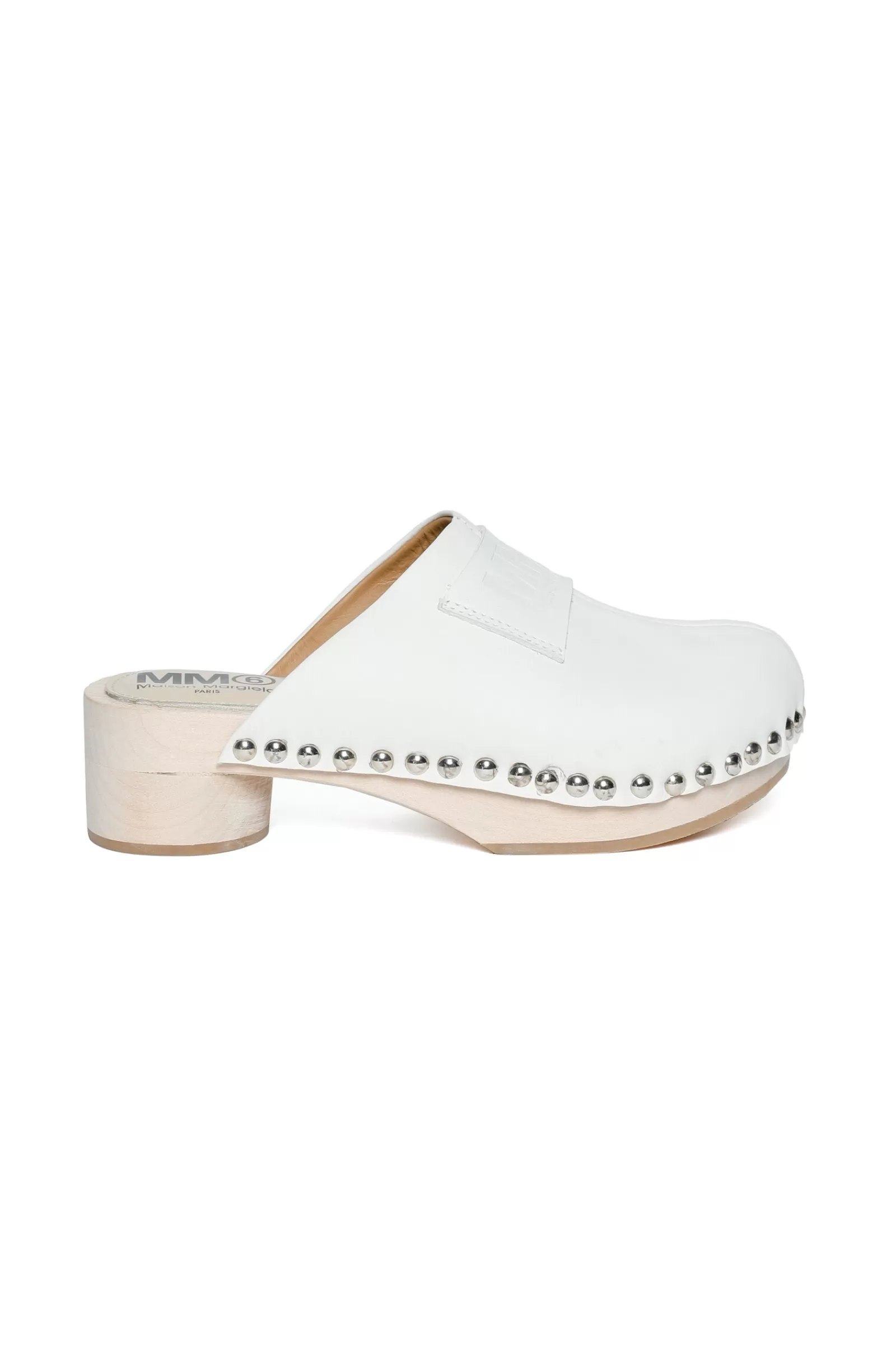 Sandali E Ciabatte<MM6 MAISON MARGIELA Ciabatte Clogs Bianche Con Logo Embossed Bianco Sporco