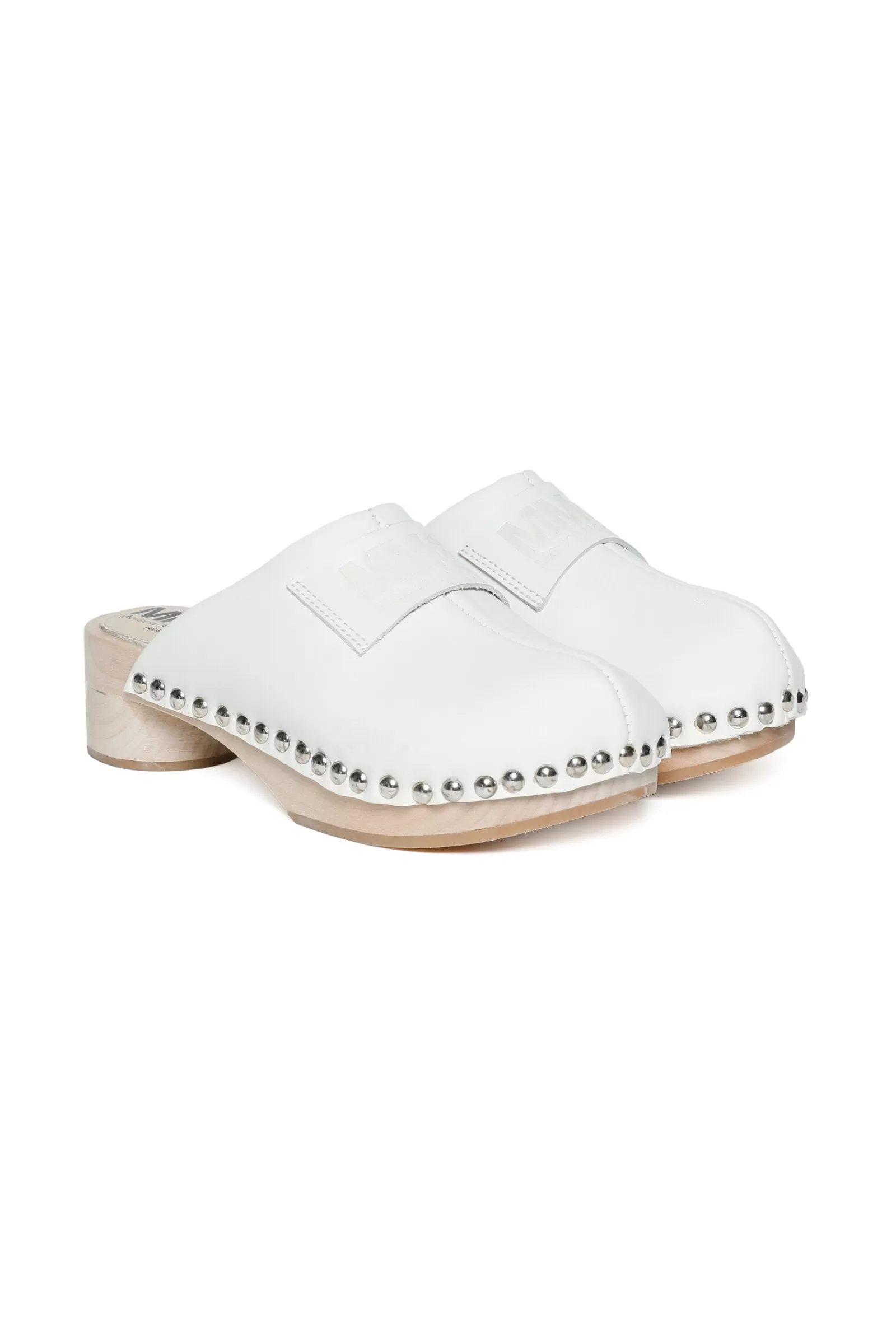 Sandali E Ciabatte<MM6 MAISON MARGIELA Ciabatte Clogs Bianche Con Logo Embossed Bianco Sporco