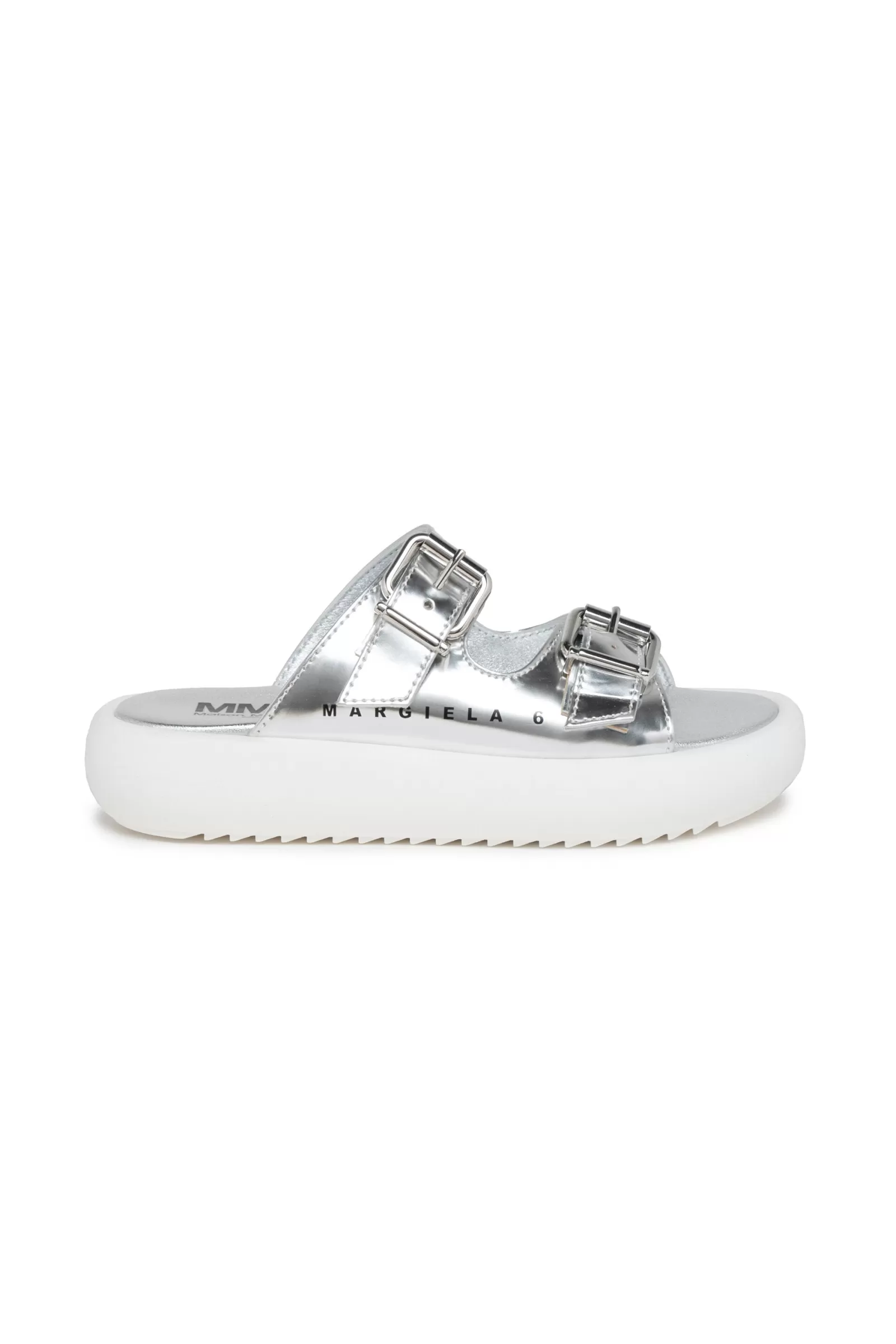 Sandali E Ciabatte<MM6 MAISON MARGIELA Ciabatte Mules In Pelle Effetto Specchio Argento