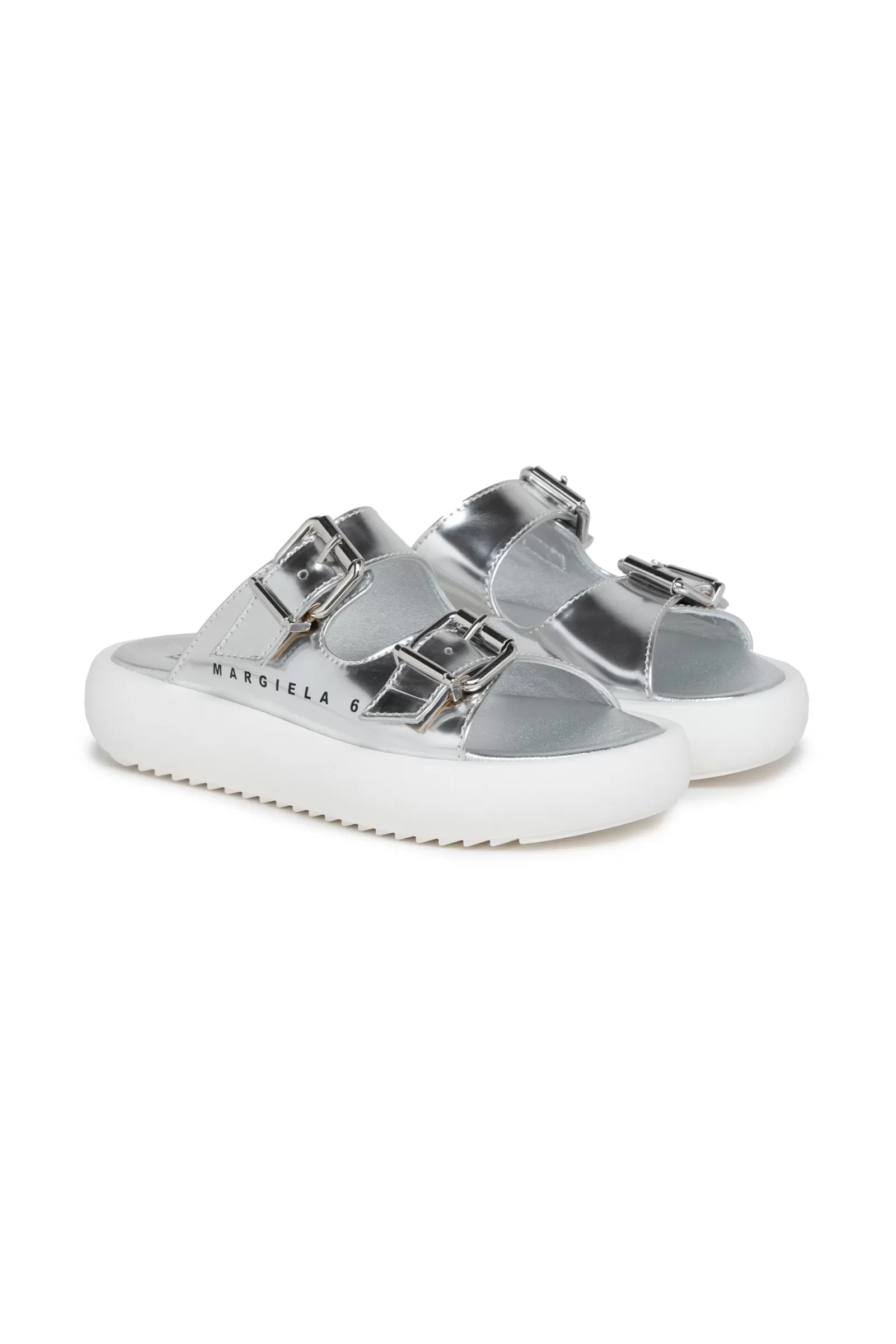 Sandali E Ciabatte<MM6 MAISON MARGIELA Ciabatte Mules In Pelle Effetto Specchio Argento