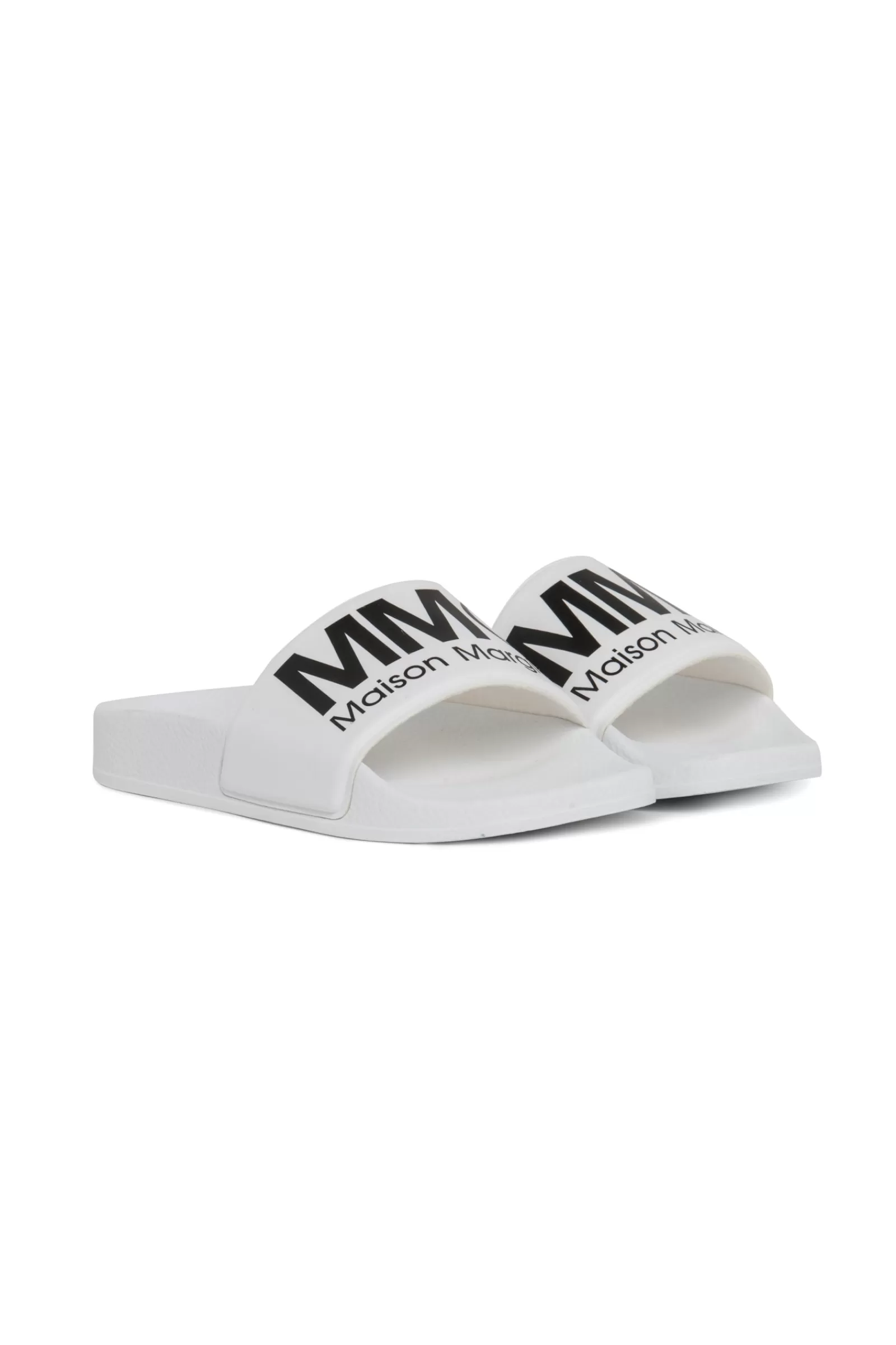 Sandali E Ciabatte<MM6 MAISON MARGIELA Ciabatte Slide Bianche Con Logo Bianco