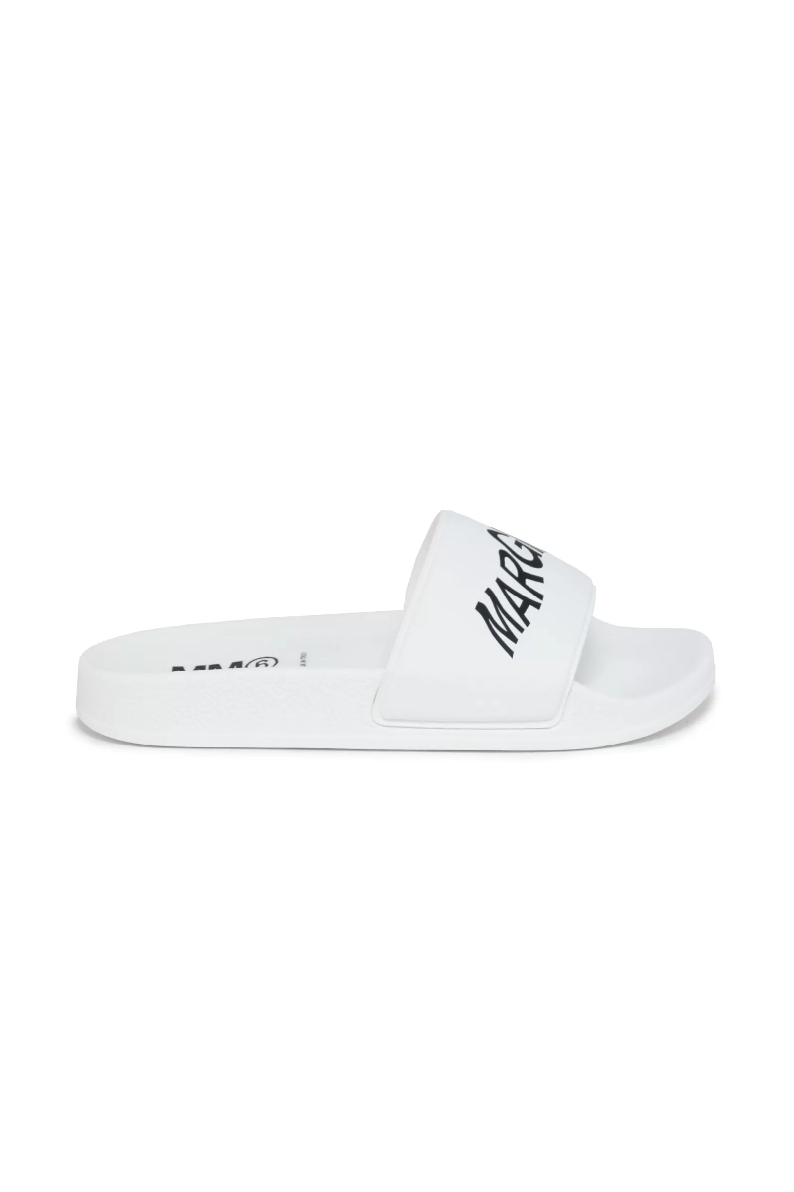 Sandali E Ciabatte<MM6 MAISON MARGIELA Ciabatte Slide Bianche Con Maxi-Logo Bianco