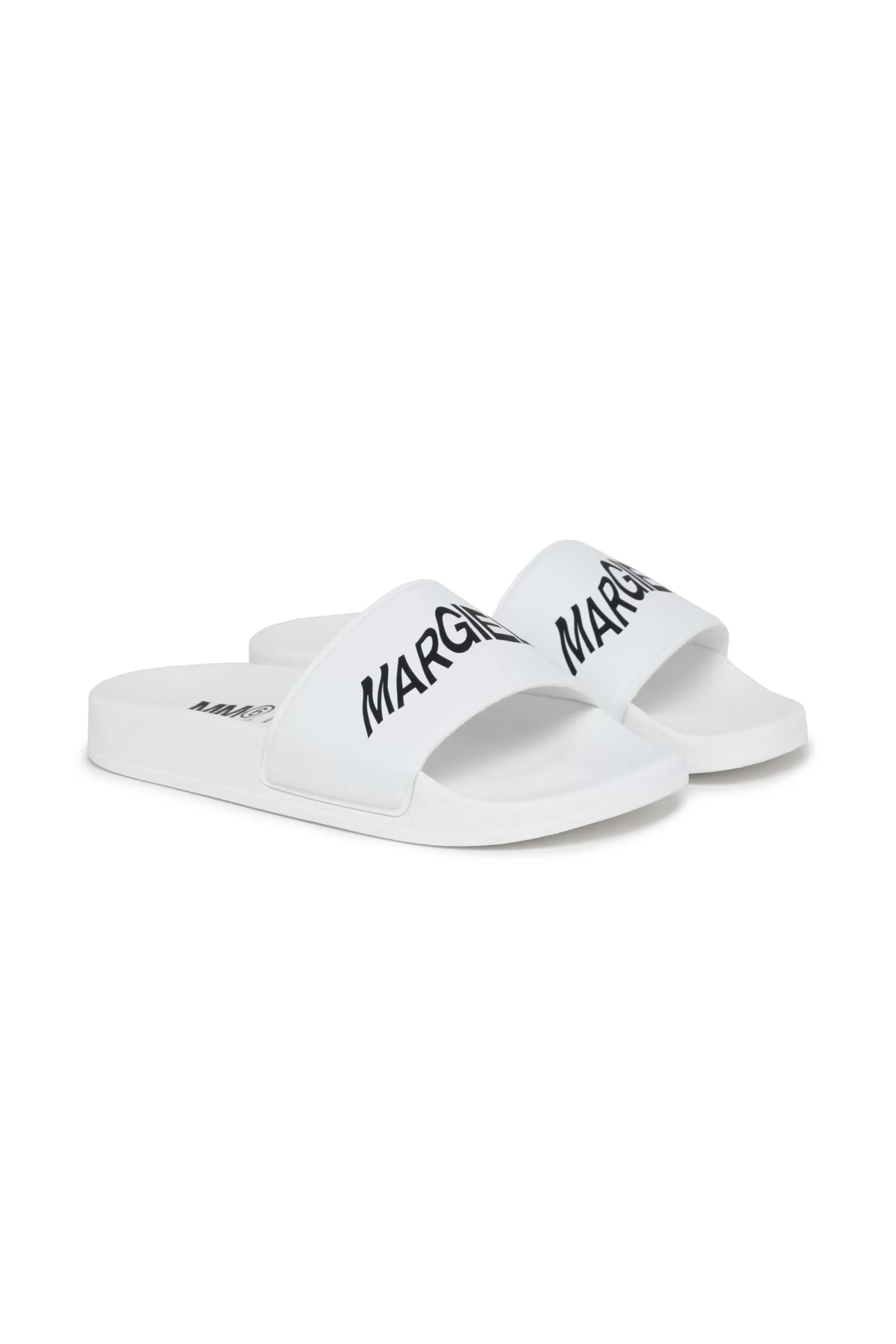 Sandali E Ciabatte<MM6 MAISON MARGIELA Ciabatte Slide Bianche Con Maxi-Logo Bianco